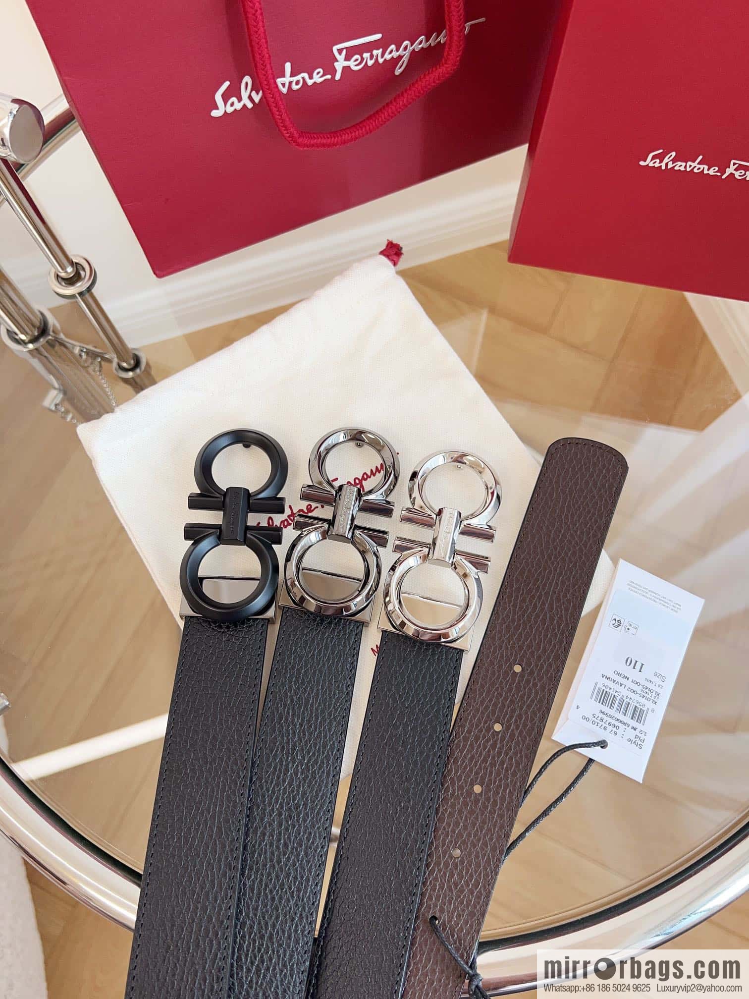 Ferragamo 🅿 Original Leather Purchasing Grade 3.5cm Precision Brass Hardware Belt
