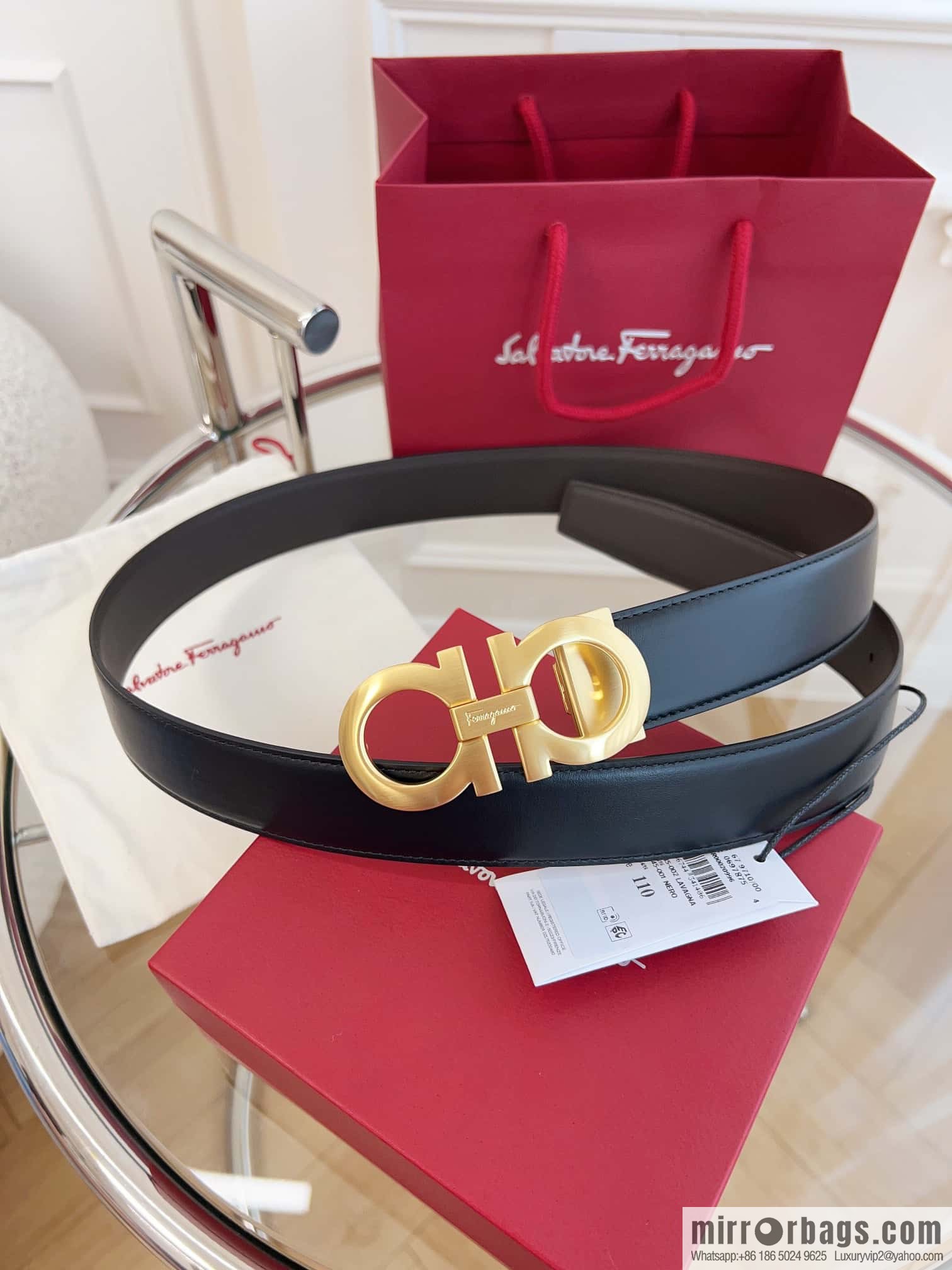 Ferragamo 🅿 Original Leather Purchasing Grade 3.5cm Precision Brass Hardware Belt