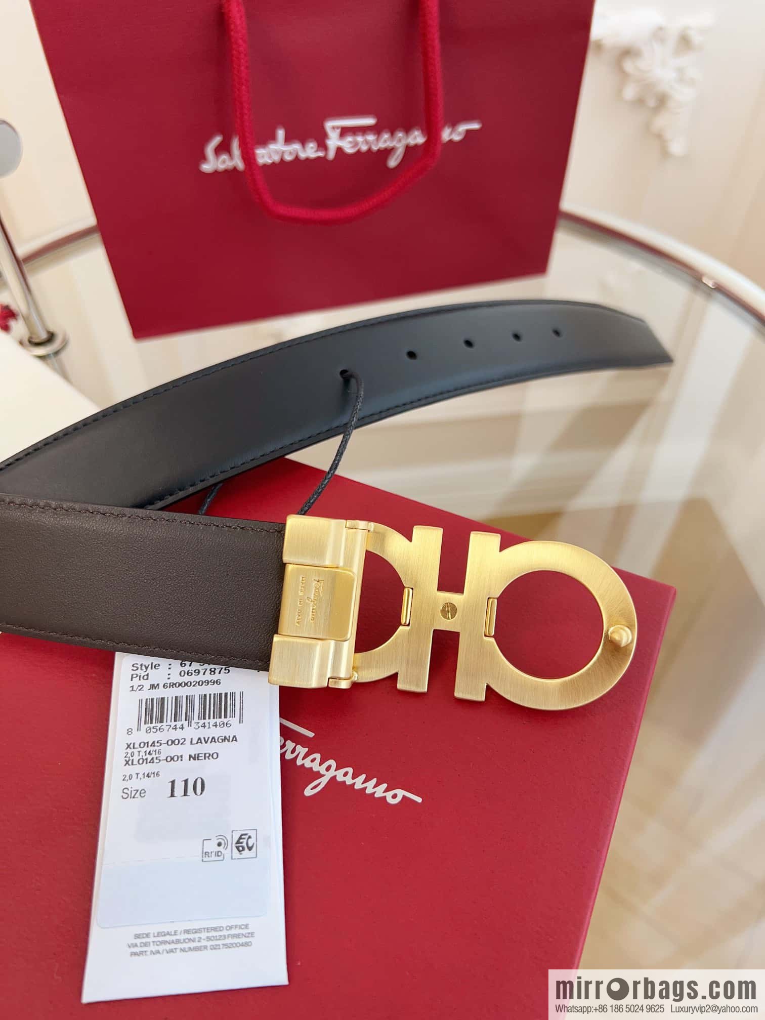 Ferragamo 🅿 Original Leather Purchasing Grade 3.5cm Precision Brass Hardware Belt