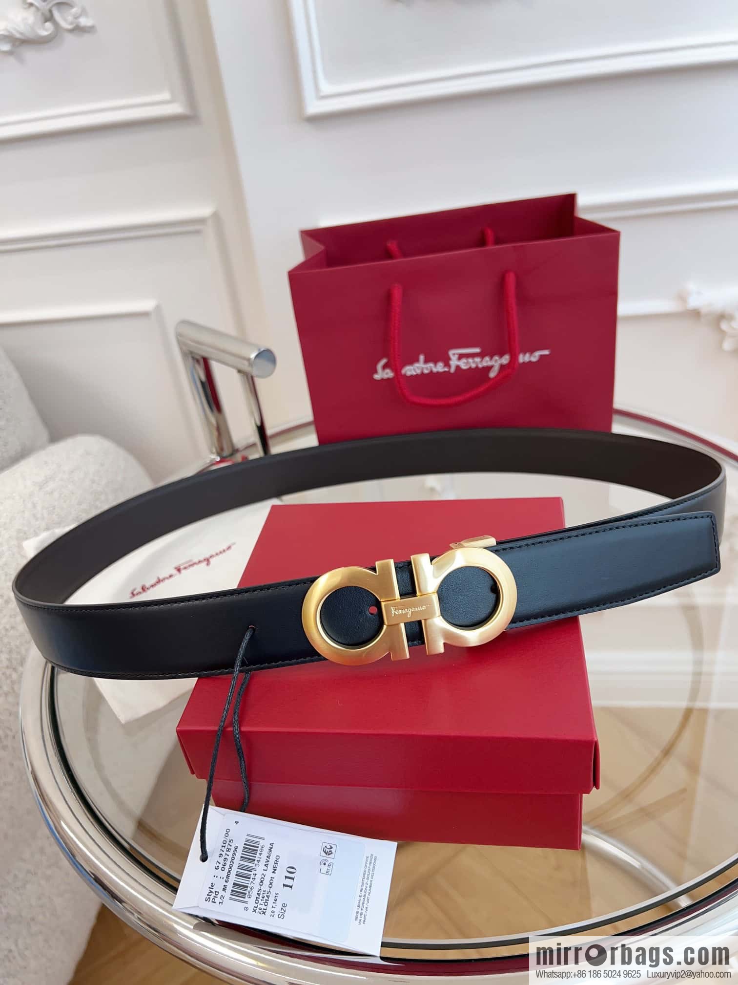 Ferragamo 🅿 Original Leather Purchasing Grade 3.5cm Precision Brass Hardware Belt