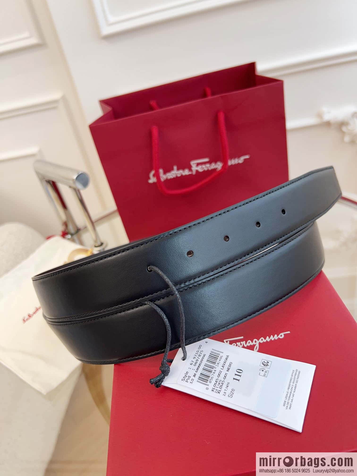 Ferragamo 🅿 Original Leather Purchasing Grade 3.5cm Precision Brass Hardware Belt