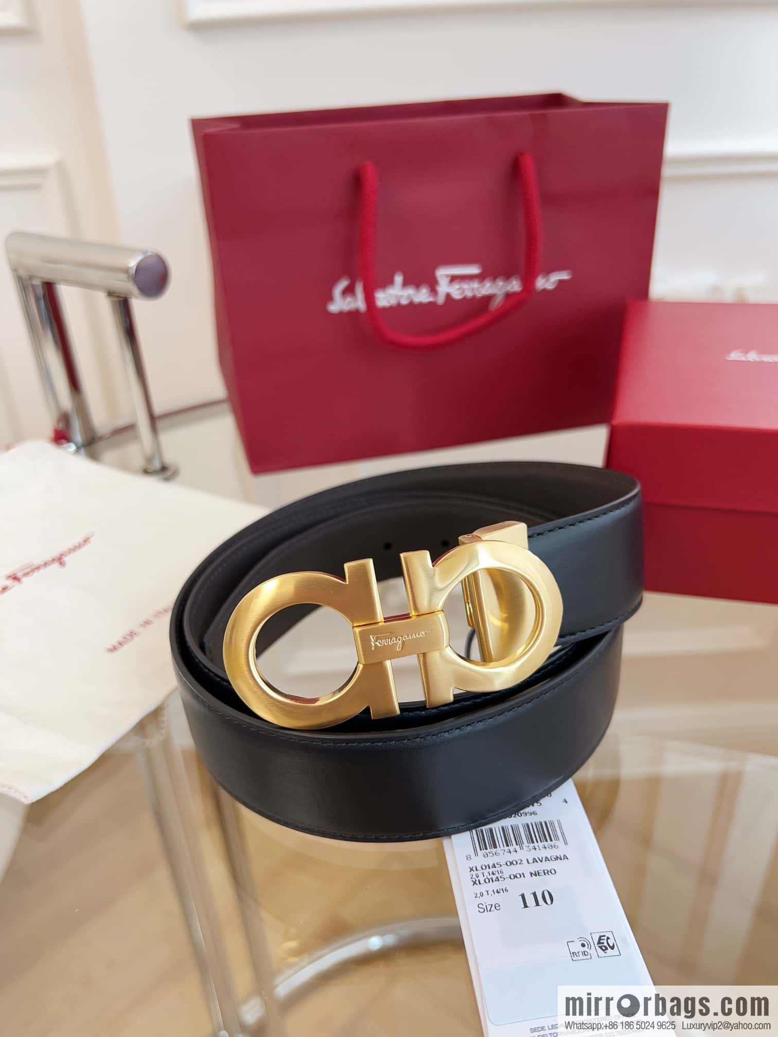Ferragamo 🅿 Original Leather Purchasing Grade 3.5cm Precision Brass Hardware Belt