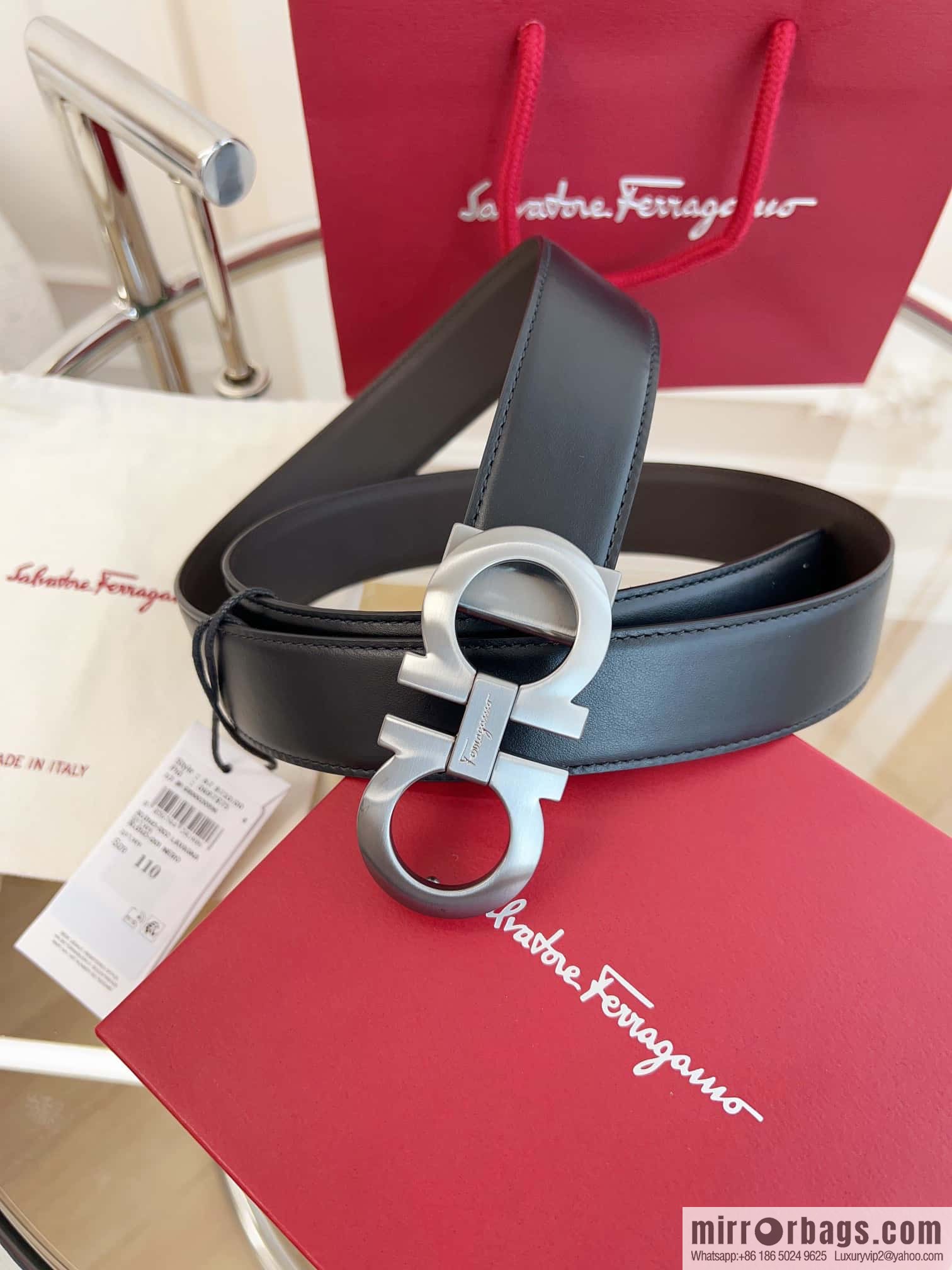 Ferragamo 🅿 Original Leather Purchasing Grade 3.5cm Precision Brass Hardware Belt
