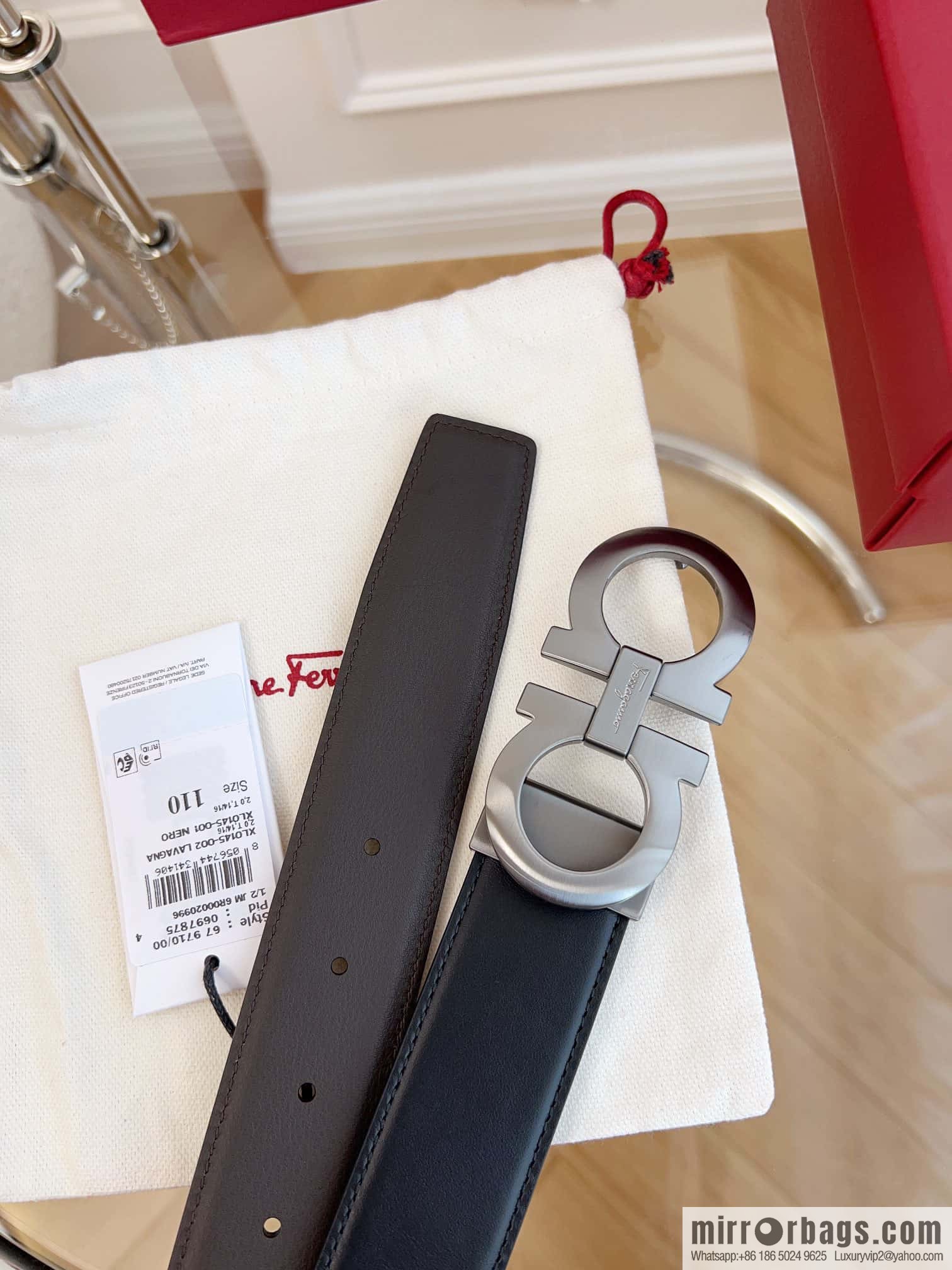 Ferragamo 🅿 Original Leather Purchasing Grade 3.5cm Precision Brass Hardware Belt