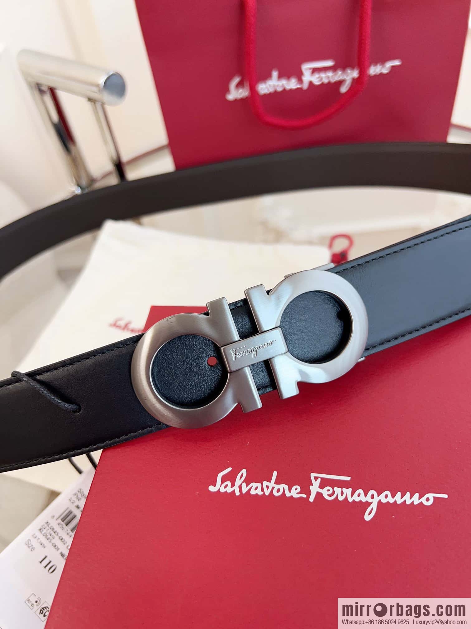 Ferragamo 🅿 Original Leather Purchasing Grade 3.5cm Precision Brass Hardware Belt