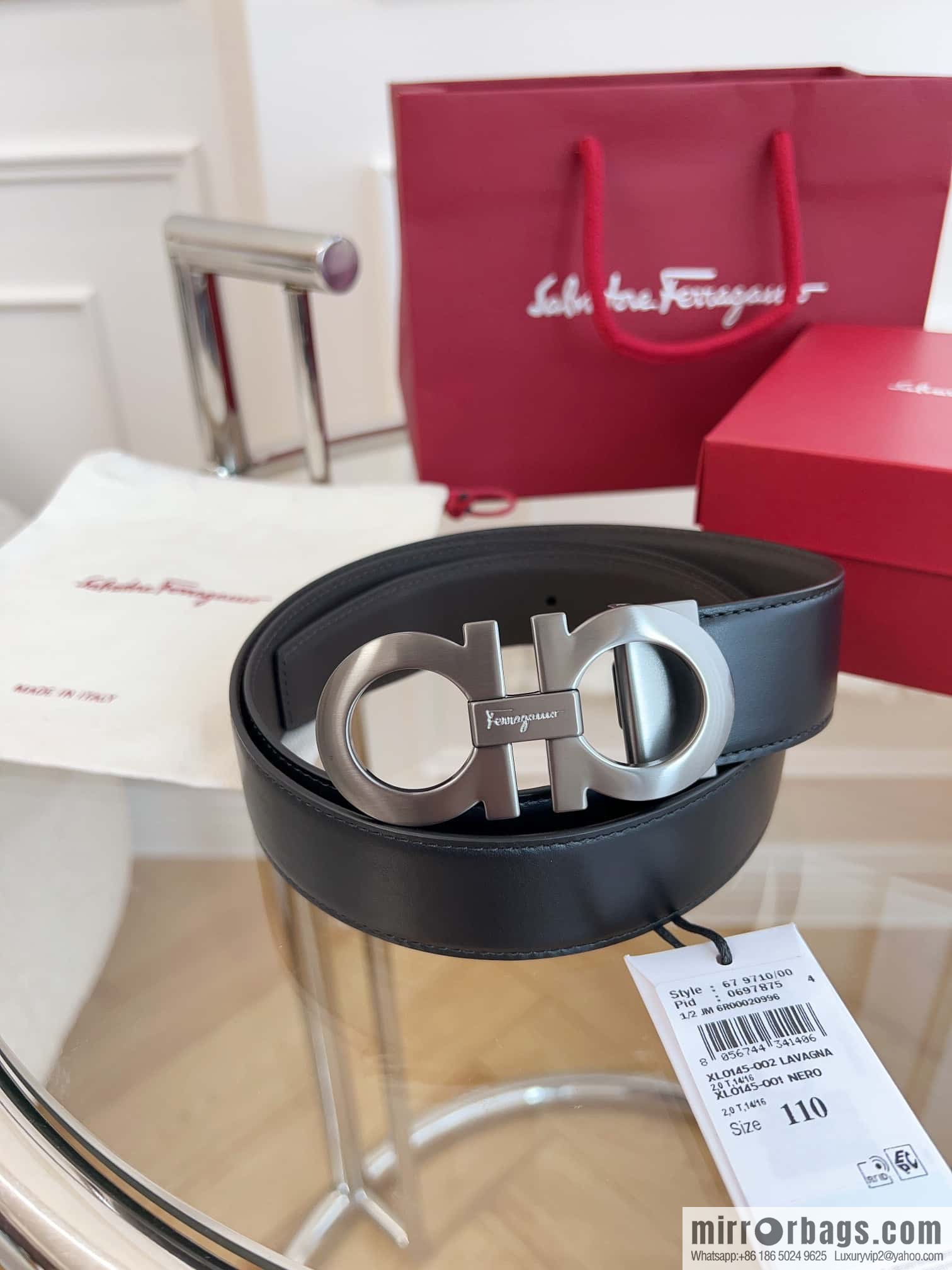 Ferragamo 🅿 Original Leather Purchasing Grade 3.5cm Precision Brass Hardware Belt