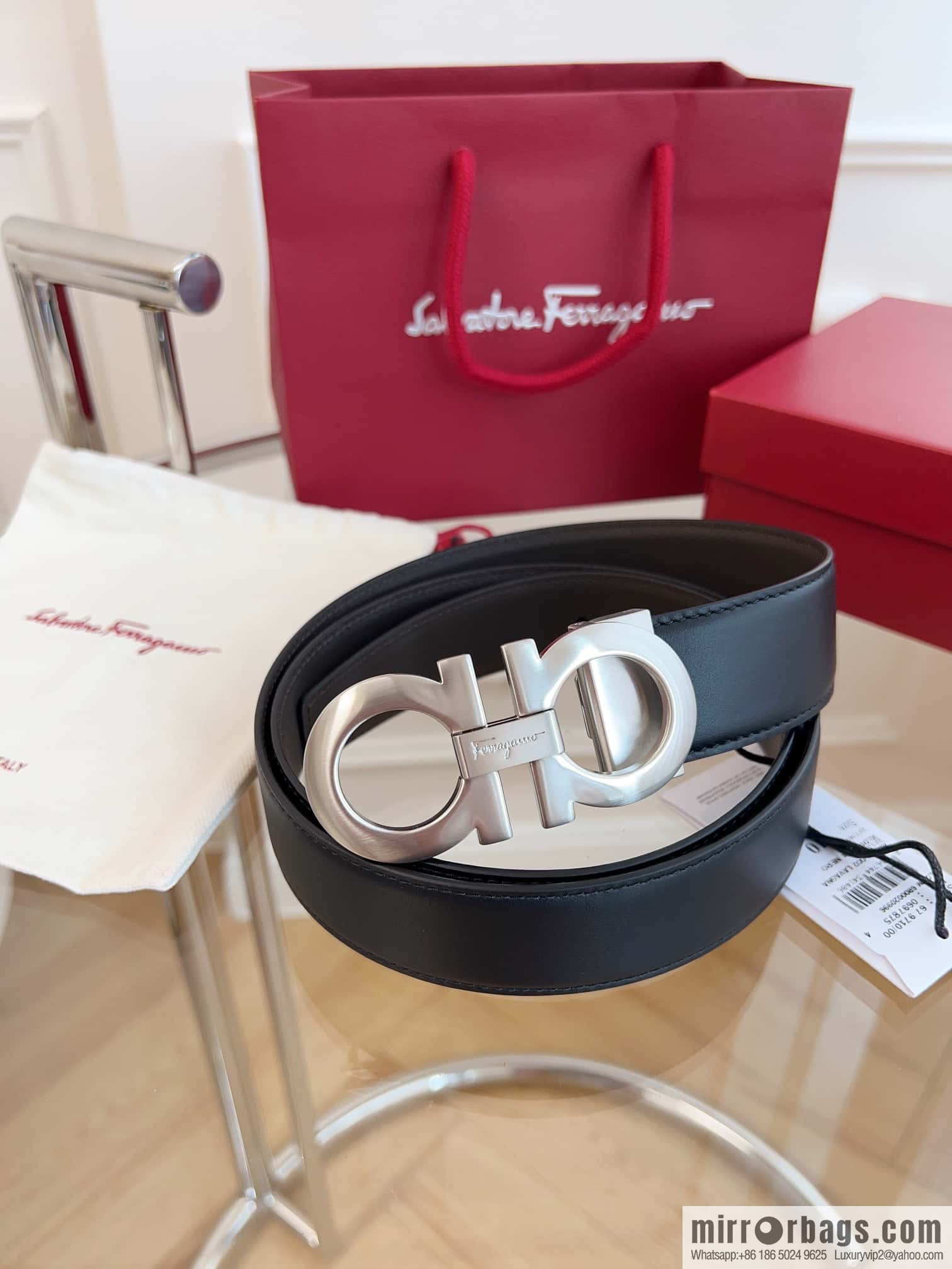 Ferragamo 🅿 Original Leather Purchasing Grade 3.5cm Precision Brass Hardware Belt