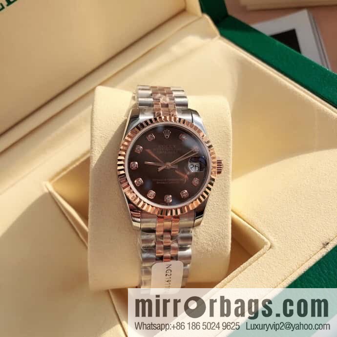 ROLEX-Rolex Diary Women's Natural Diamond Watch with Swiss ETA-2671 Movement