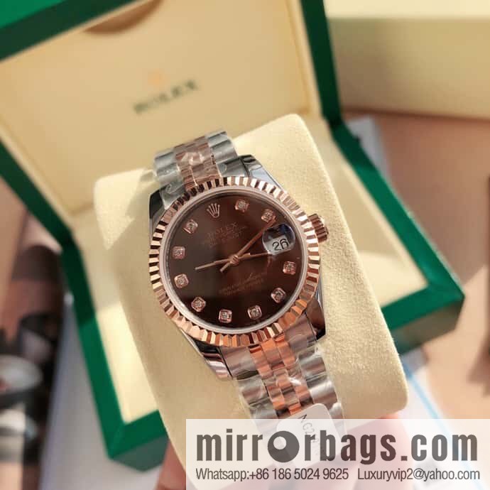 ROLEX-Rolex Diary Women's Natural Diamond Watch with Swiss ETA-2671 Movement