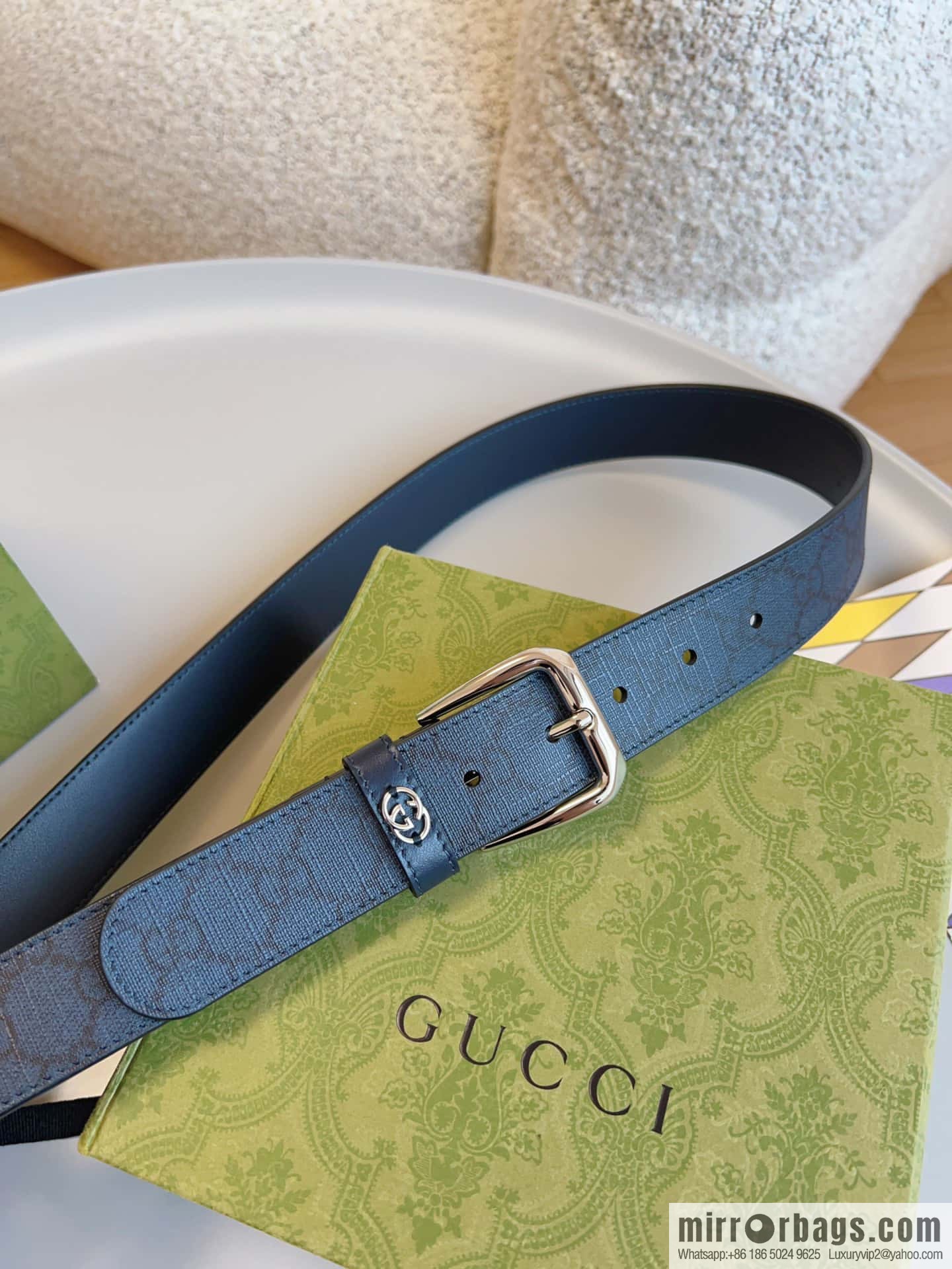 🅿Original leather purchasing grade interlocking double G detail belt, model number 673921.