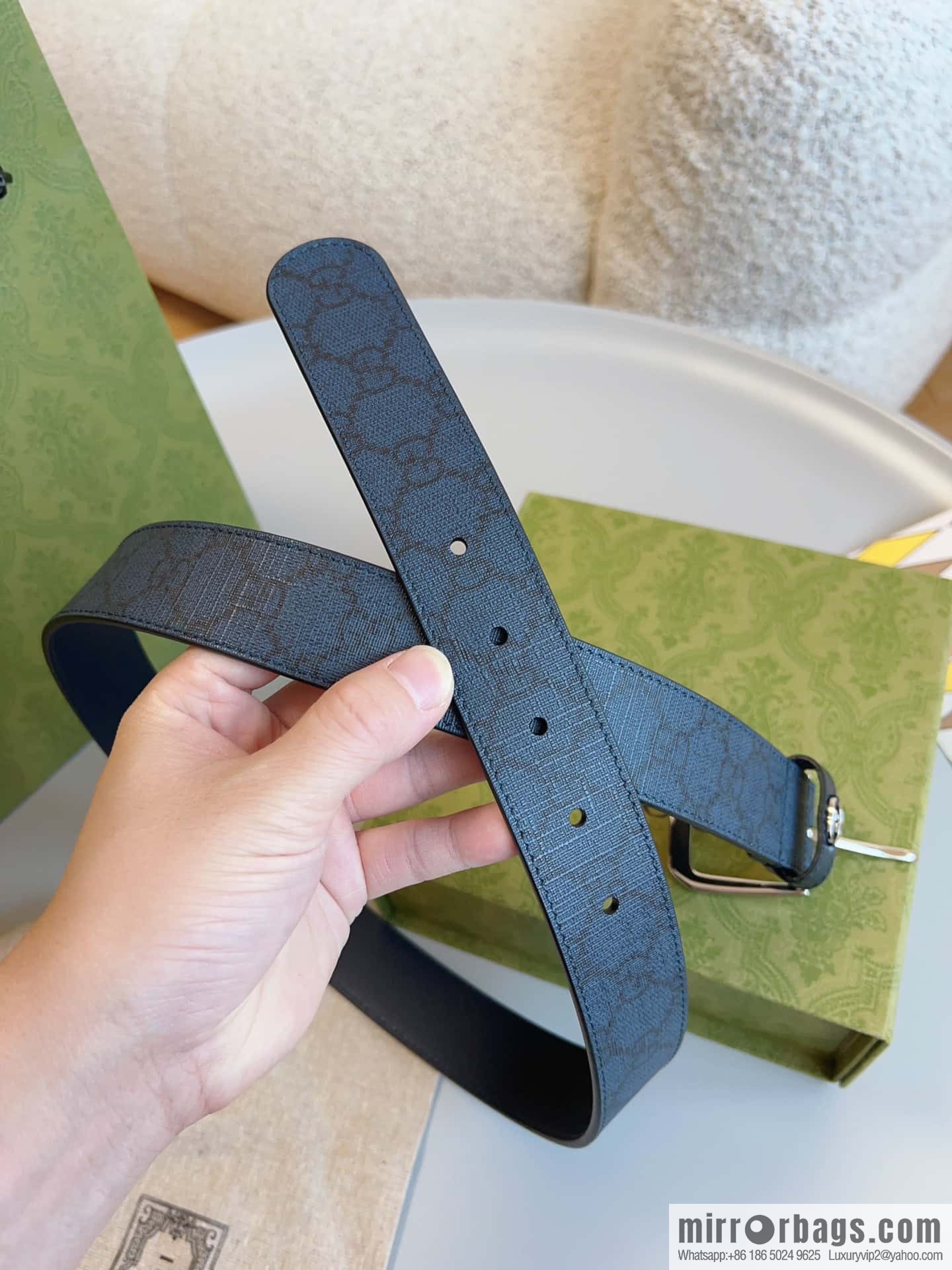 🅿Original leather purchasing grade interlocking double G detail belt, model number 673921.