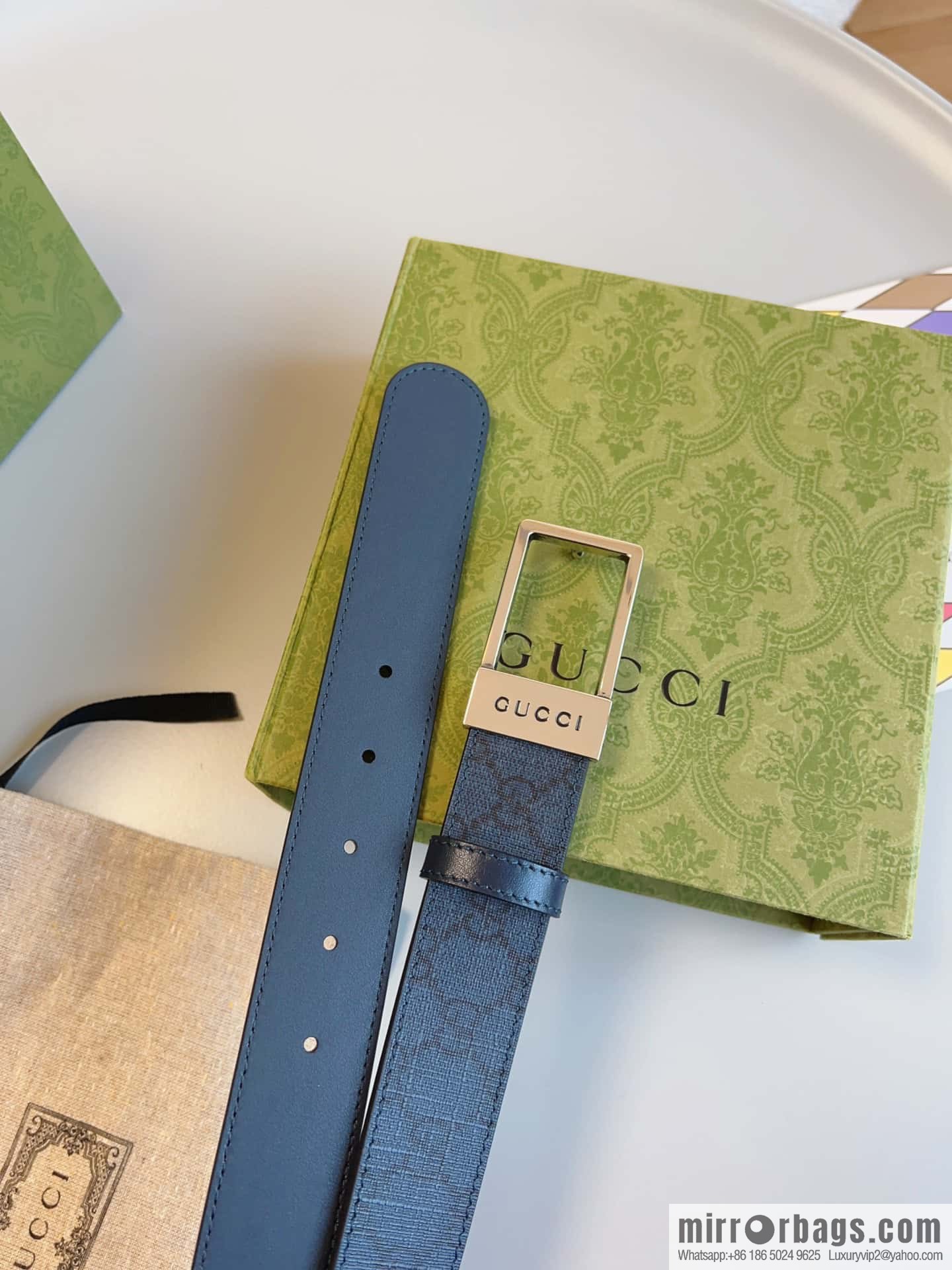 🅿Original leather purchasing grade jewelry rectangular buckle GG belt, model number 722370.