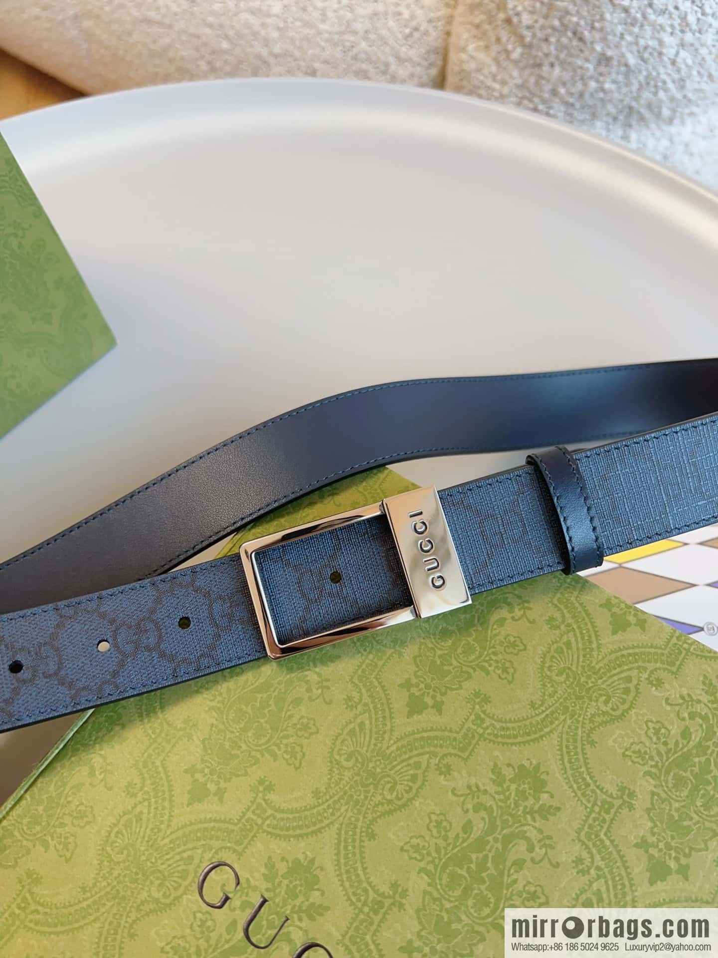 🅿Original leather purchasing grade jewelry rectangular buckle GG belt, model number 722370.