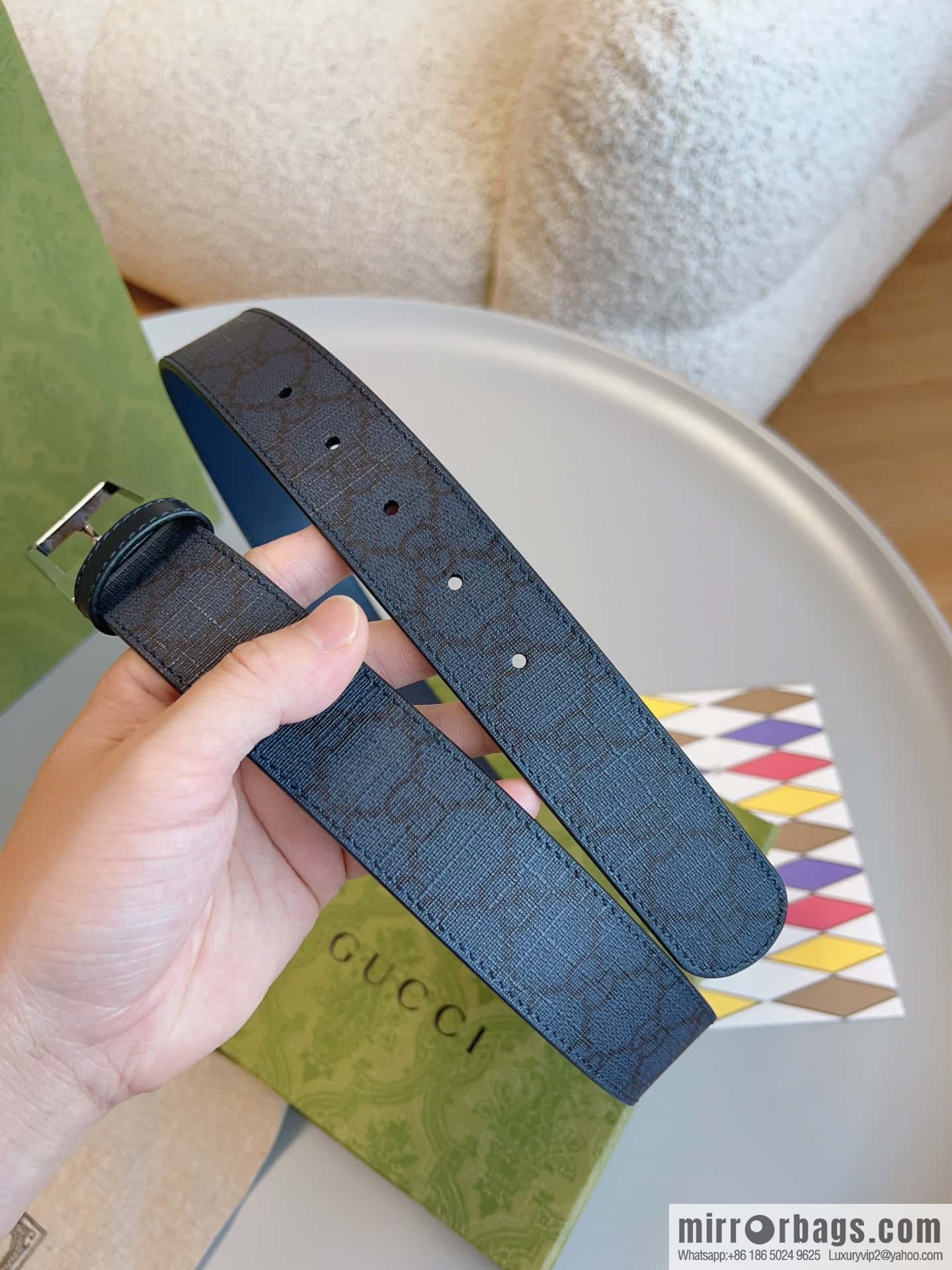 🅿Original leather purchasing grade jewelry rectangular buckle GG belt, model number 722370.