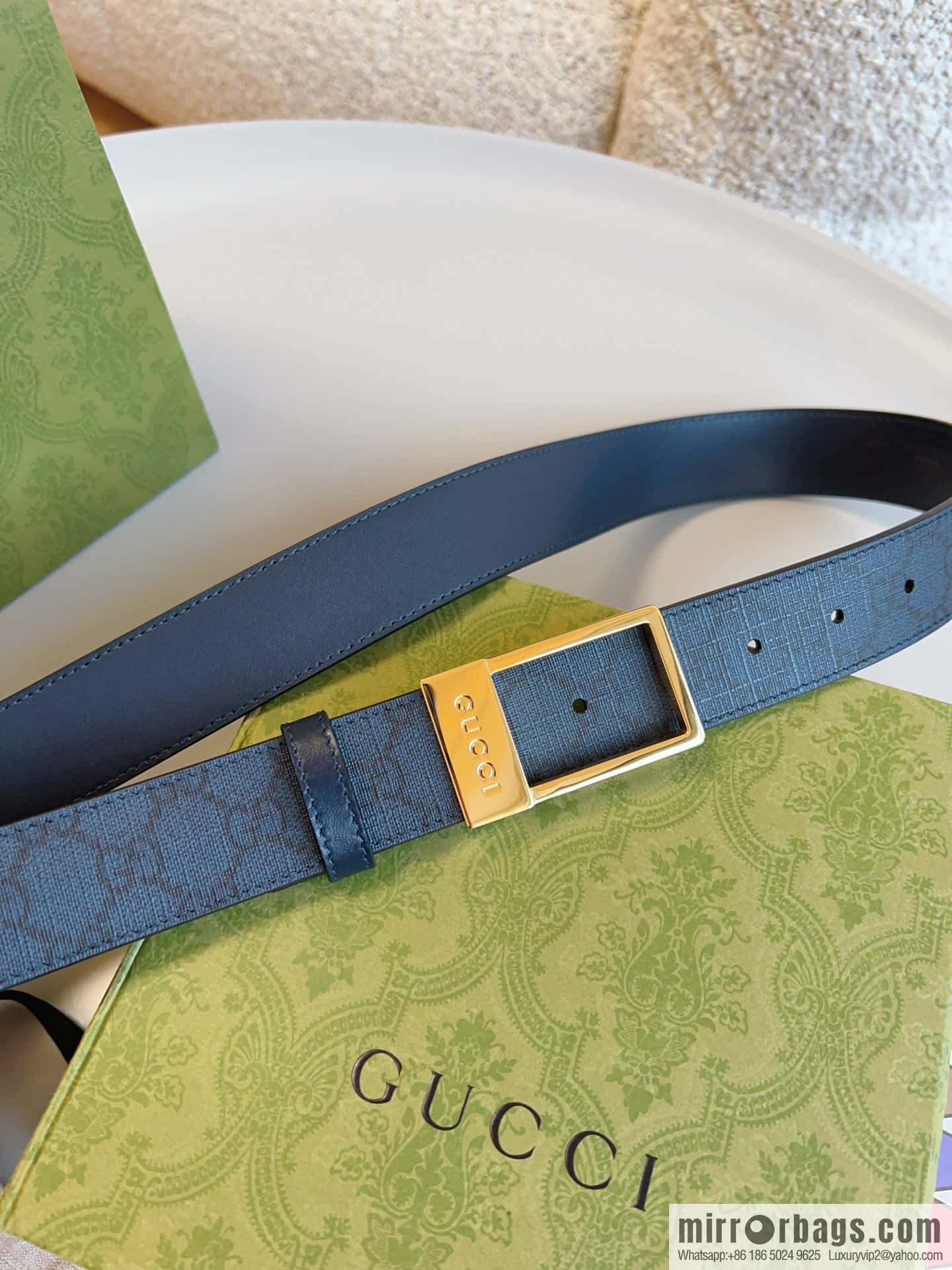 🅿Original leather purchasing grade jewelry rectangular buckle GG belt, model number 722370.