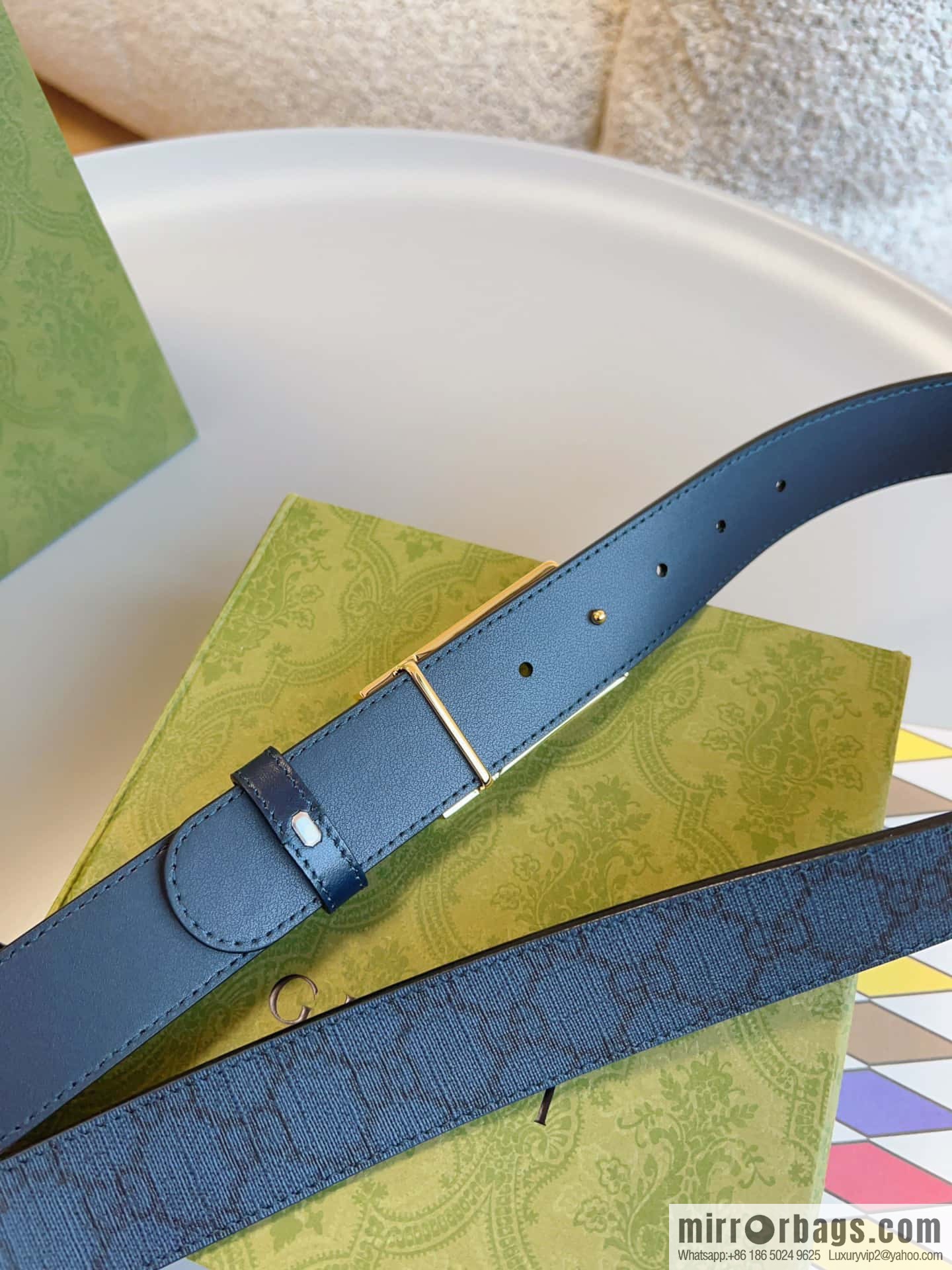 🅿Original leather purchasing grade jewelry rectangular buckle GG belt, model number 722370.