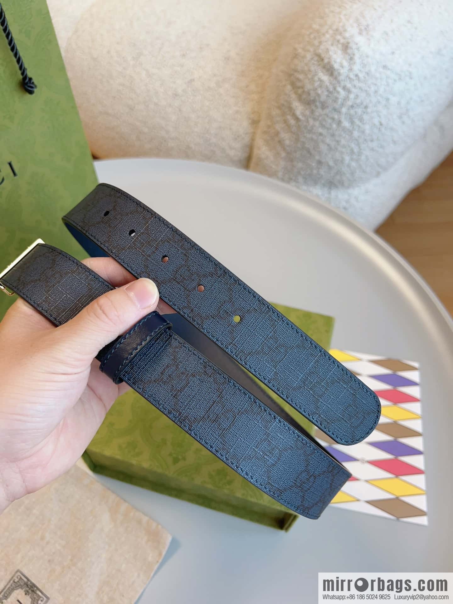 🅿Original leather purchasing grade jewelry rectangular buckle GG belt, model number 722370.
