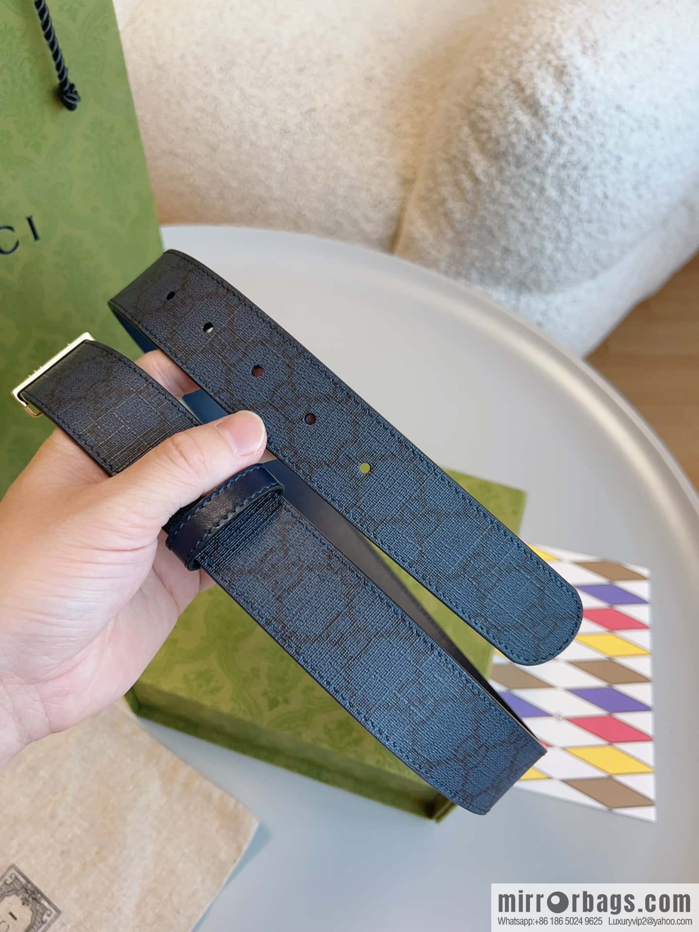 🅿Original leather purchasing grade jewelry rectangular buckle GG belt, model number 722370.