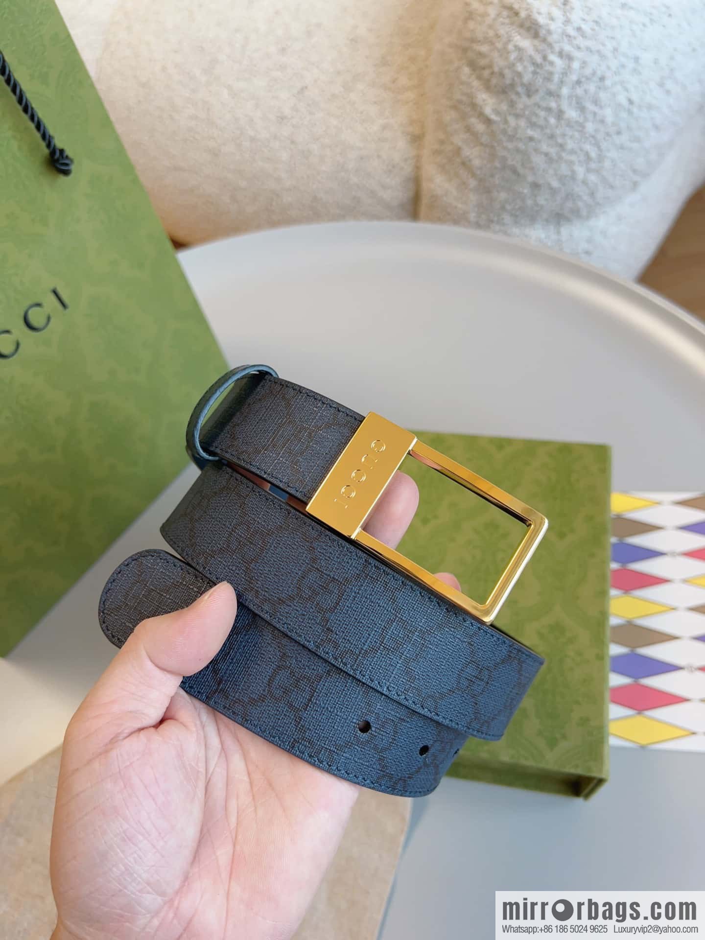 🅿Original leather purchasing grade jewelry rectangular buckle GG belt, model number 722370.