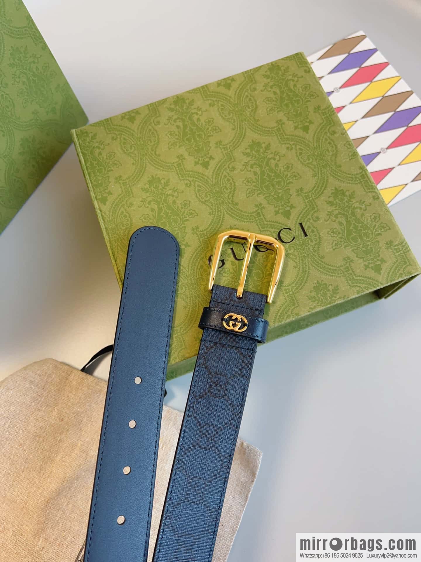 🅿Original leather purchasing grade interlocking double G detail belt, model number 673921.