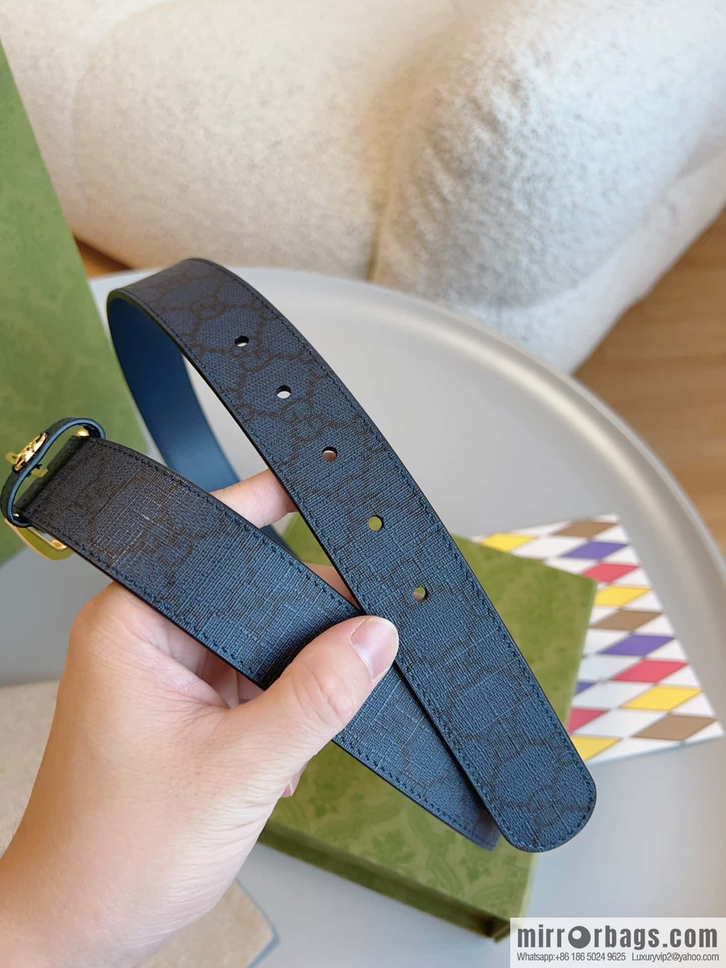 🅿Original leather purchasing grade interlocking double G detail belt, model number 673921.