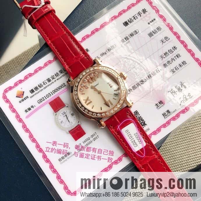 High-end hard goods Chopard HAPPY DIAMONDS happy diamond series natural pearl shell dial case inlaid with 38 VS1.8 South African natural real diamonds ETA-955.112 for original movement watch