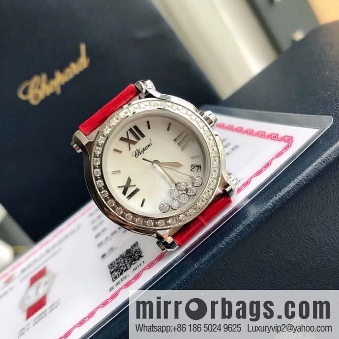 High-end hard goods Chopard HAPPY DIAMONDS happy diamond series natural pearl shell dial case inlaid with 38 VS1.8 South African natural real diamonds ETA-955.112 for original movement watch