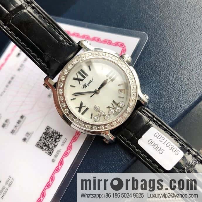 High-end hard goods Chopard HAPPY DIAMONDS happy diamond series natural pearl shell dial case inlaid with 38 VS1.8 South African natural real diamonds ETA-955.112 for original movement watch