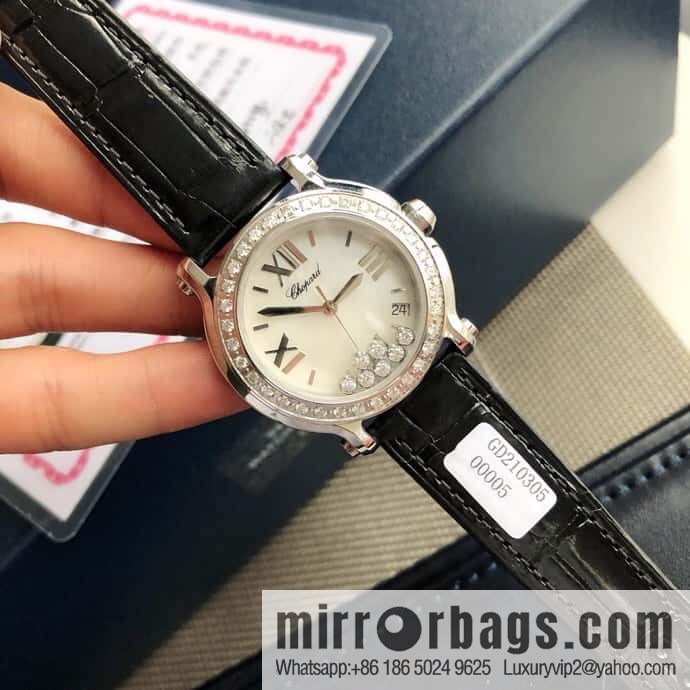 High-end hard goods Chopard HAPPY DIAMONDS happy diamond series natural pearl shell dial case inlaid with 38 VS1.8 South African natural real diamonds ETA-955.112 for original movement watch