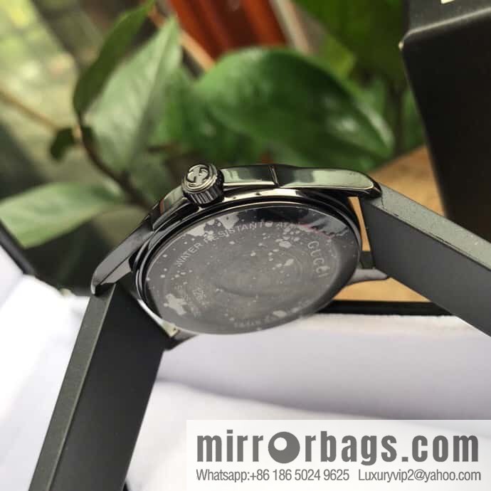 Gucci GUCCI's latest 38mm brushed polished black PVD case with three-dimensional Gucci logo and black PVD pin clasp, Rhonda quartz movement watch
