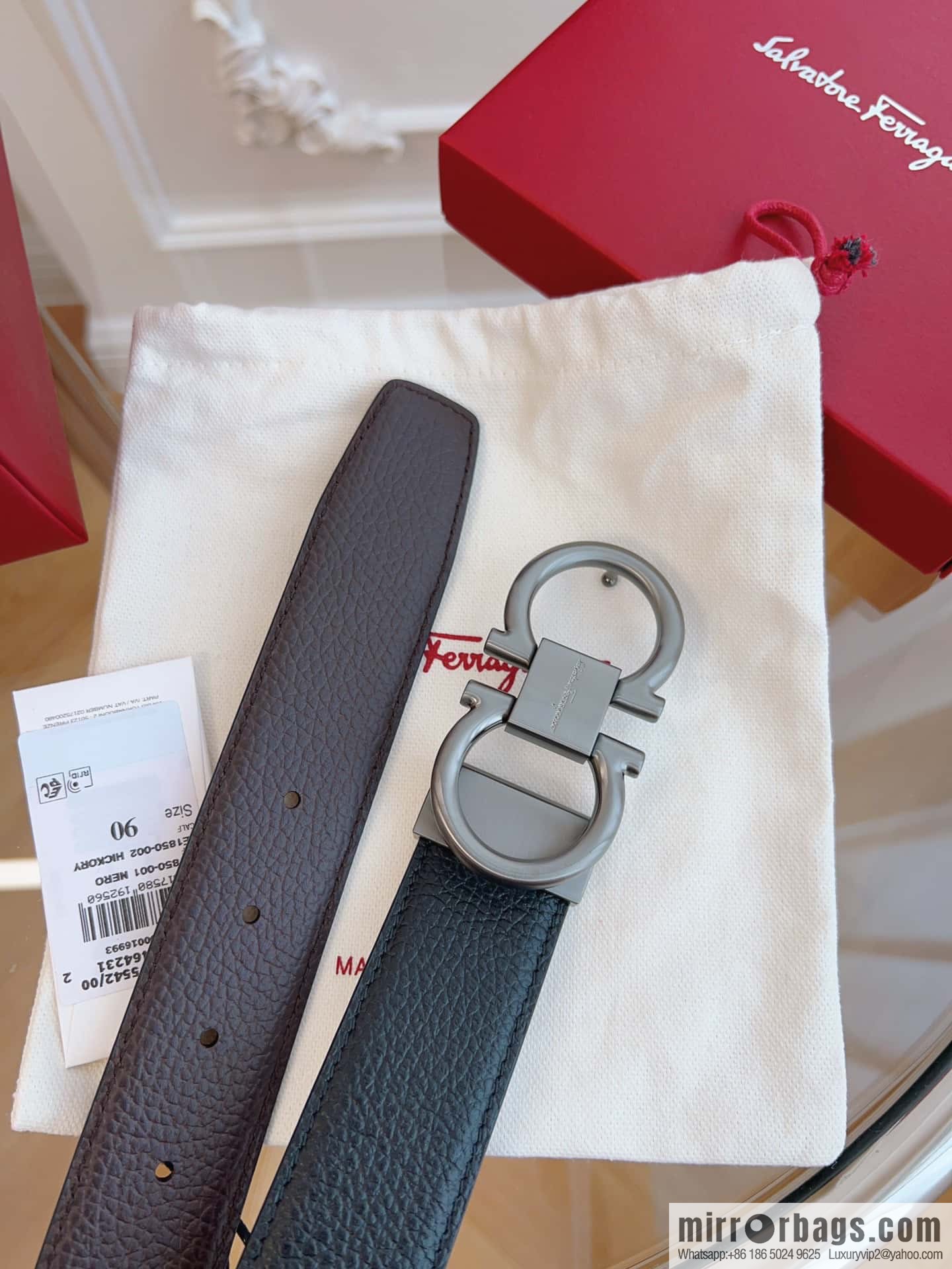 Ferragamo 🅿 Original Leather Purchasing Grade 3.5cm Precision Brass Hardware Belt