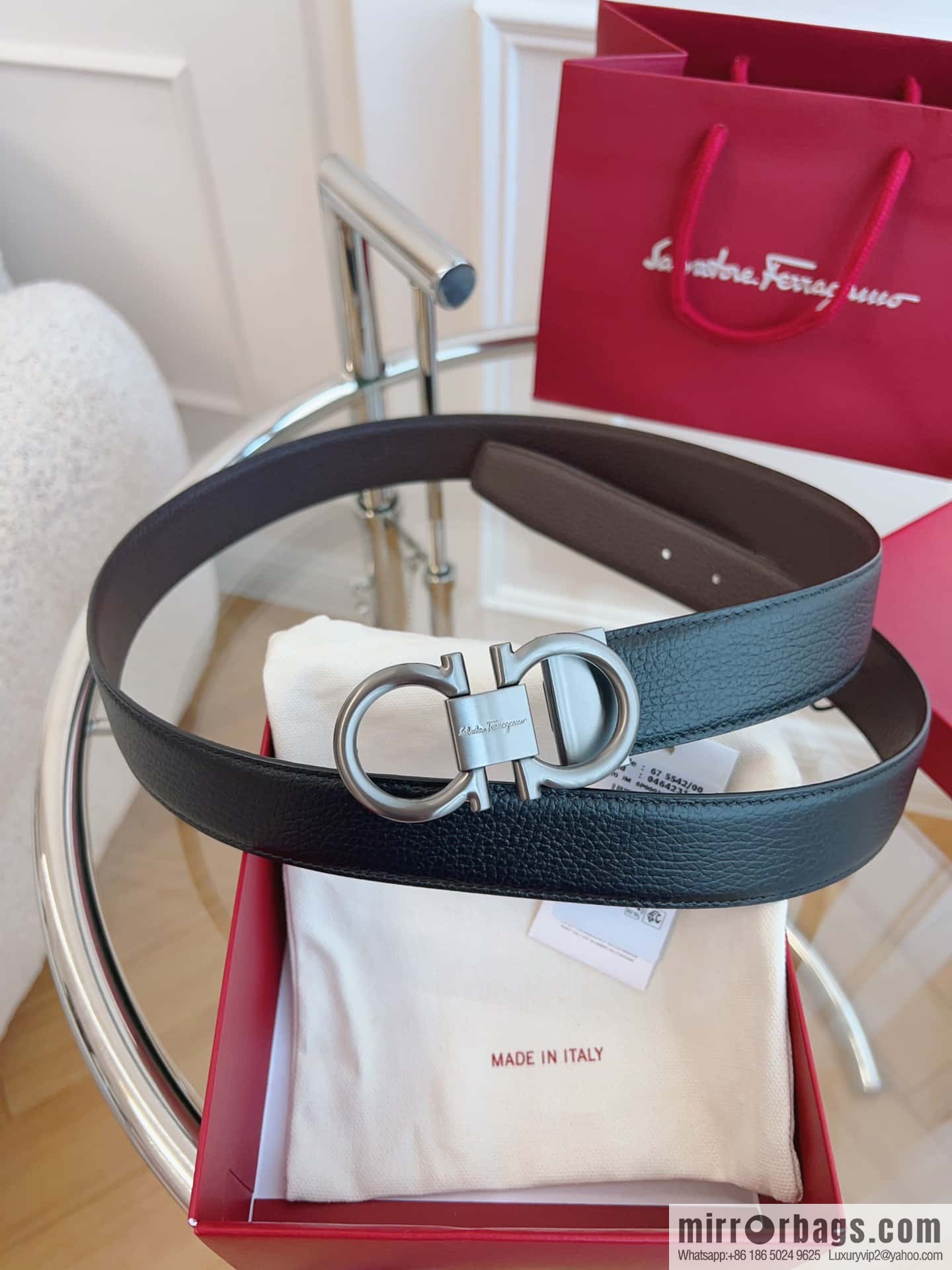 Ferragamo 🅿 Original Leather Purchasing Grade 3.5cm Precision Brass Hardware Belt