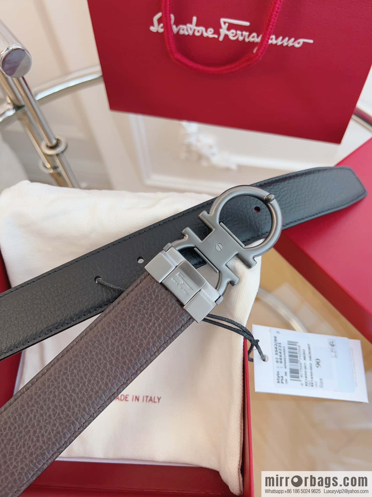 Ferragamo 🅿 Original Leather Purchasing Grade 3.5cm Precision Brass Hardware Belt