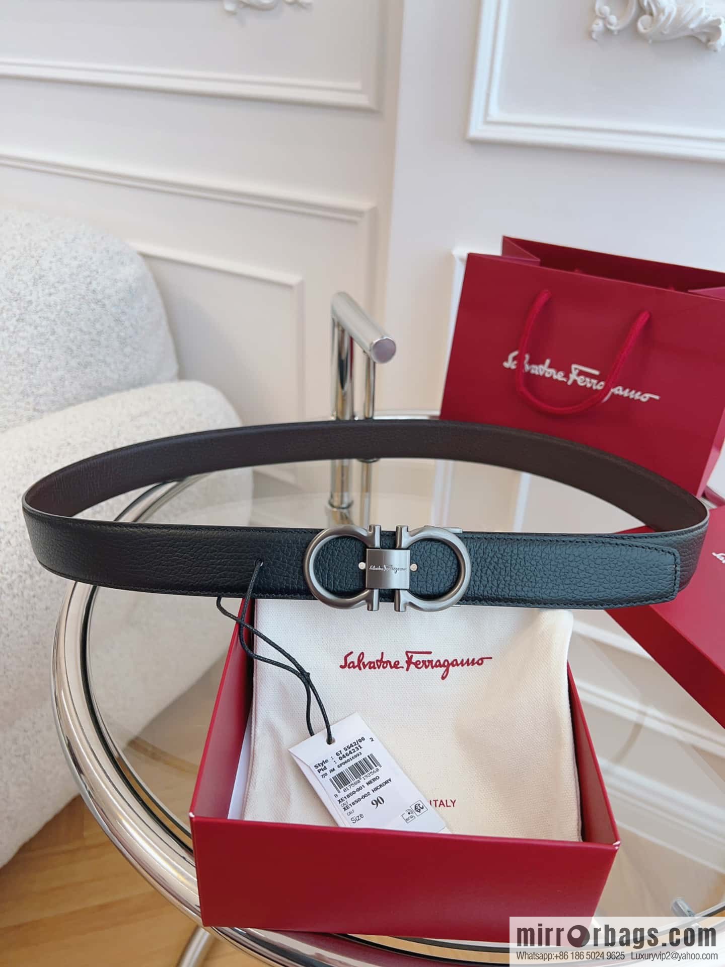 Ferragamo 🅿 Original Leather Purchasing Grade 3.5cm Precision Brass Hardware Belt