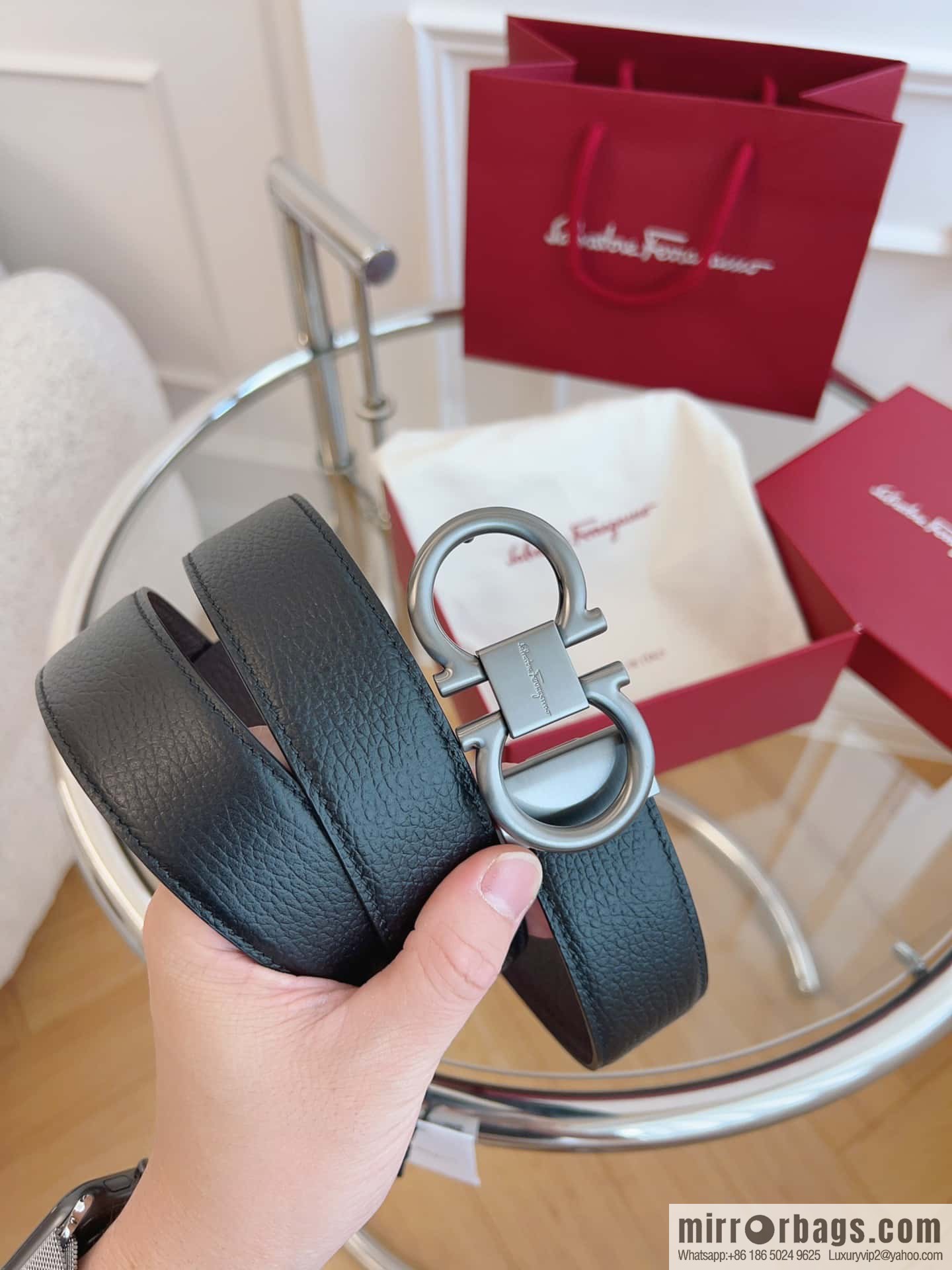 Ferragamo 🅿 Original Leather Purchasing Grade 3.5cm Precision Brass Hardware Belt