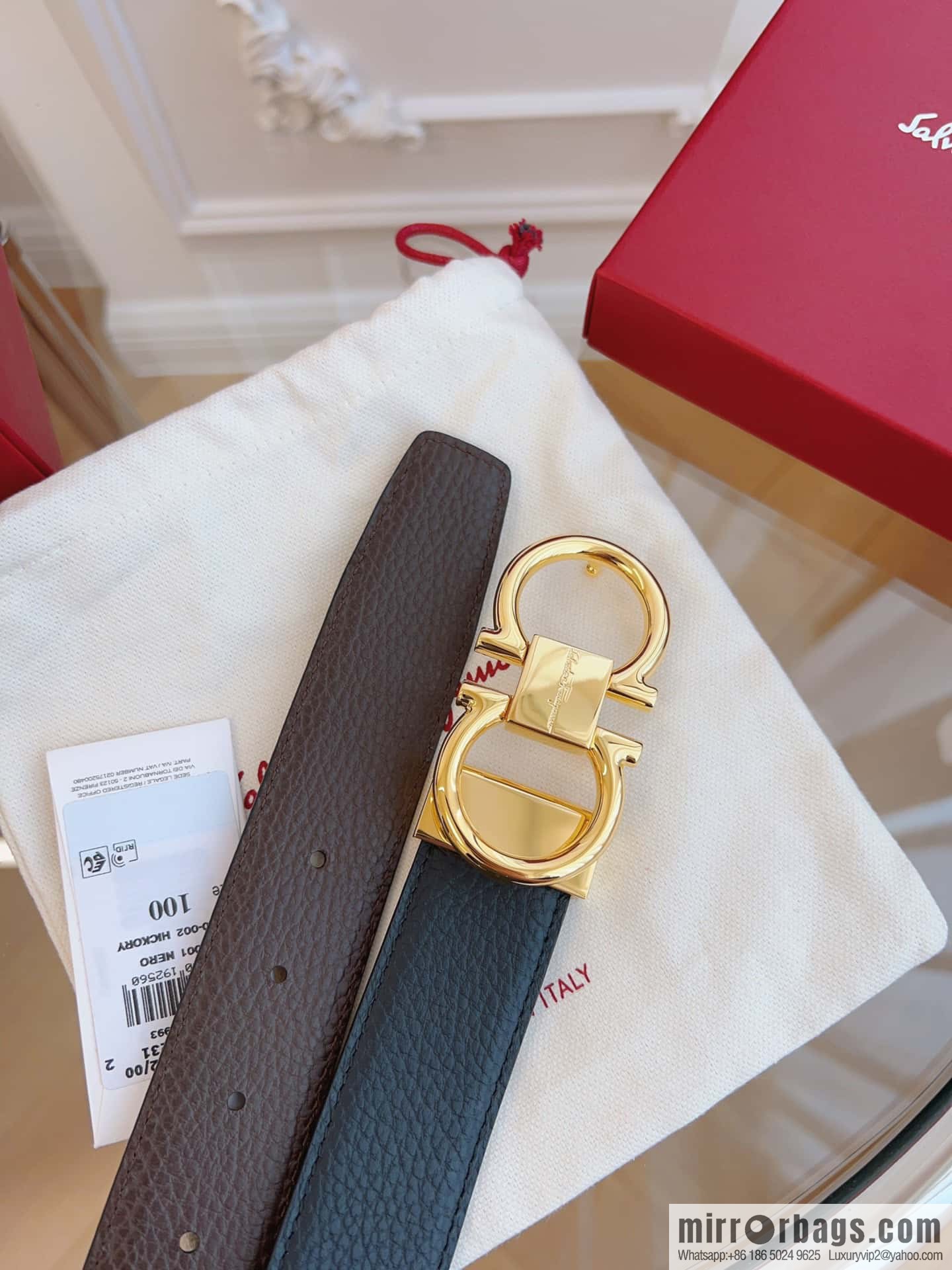 Ferragamo 🅿 Original Leather Purchasing Grade 3.5cm Precision Brass Hardware Belt