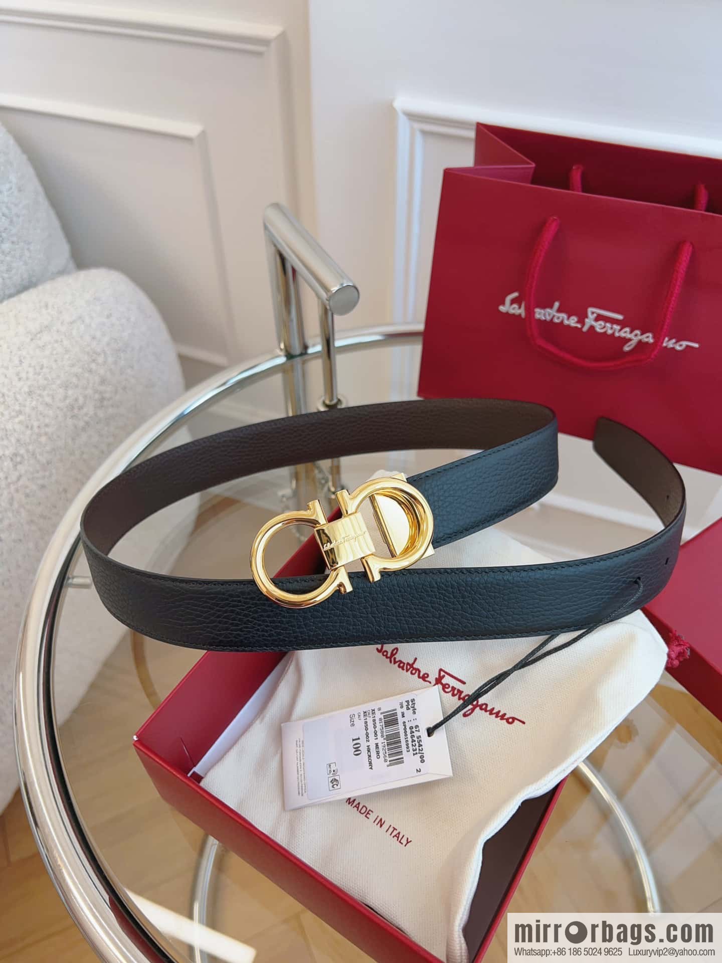 Ferragamo 🅿 Original Leather Purchasing Grade 3.5cm Precision Brass Hardware Belt