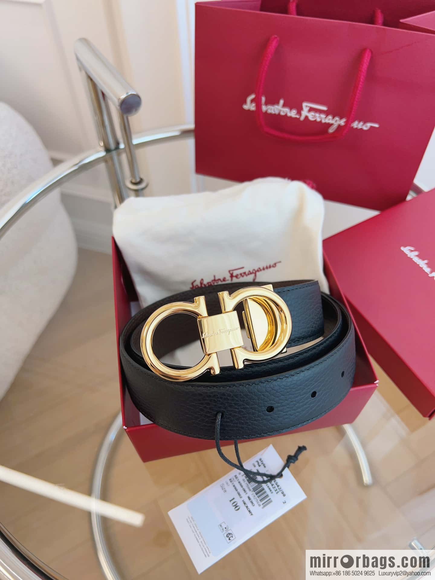 Ferragamo 🅿 Original Leather Purchasing Grade 3.5cm Precision Brass Hardware Belt