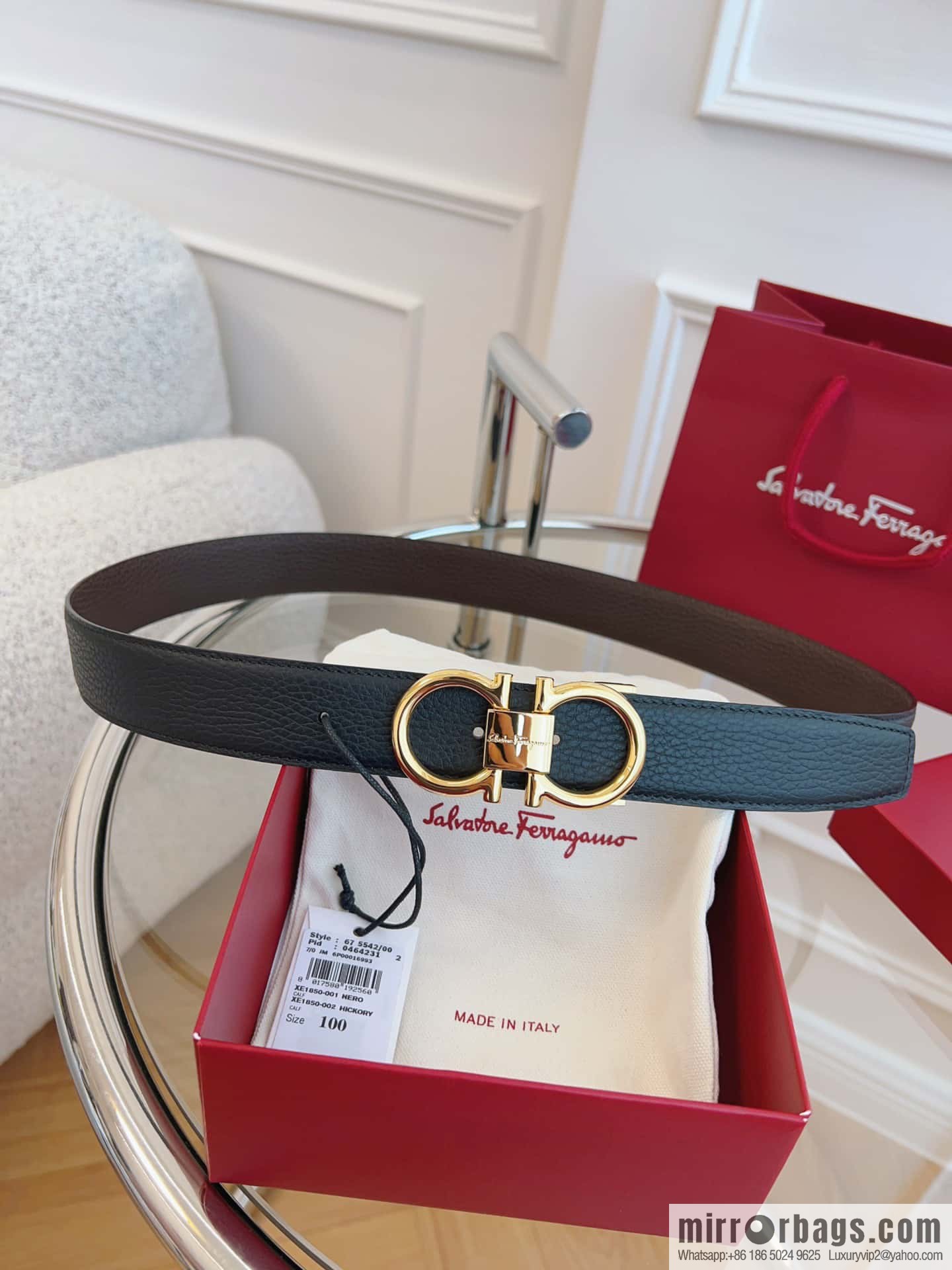 Ferragamo 🅿 Original Leather Purchasing Grade 3.5cm Precision Brass Hardware Belt