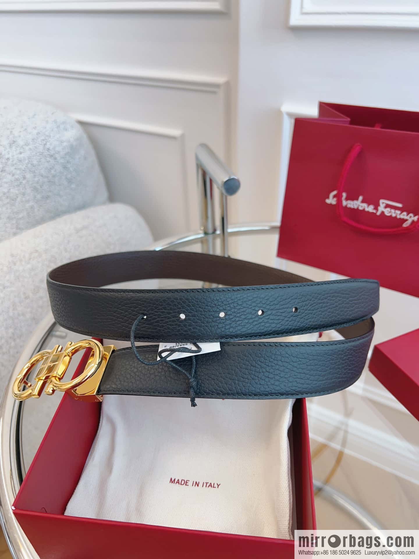 Ferragamo 🅿 Original Leather Purchasing Grade 3.5cm Precision Brass Hardware Belt