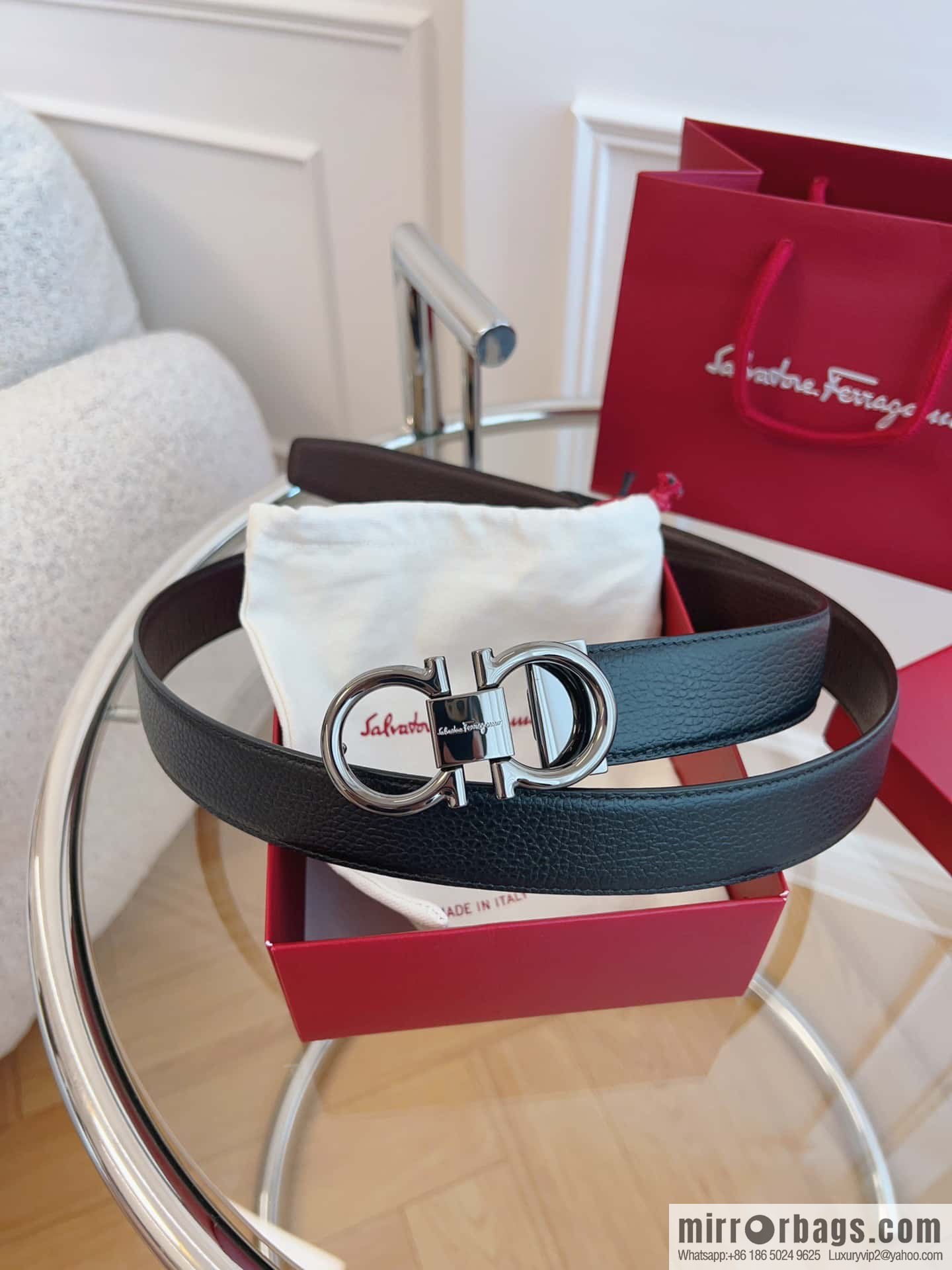 Ferragamo 🅿 Original Leather Purchasing Grade 3.5cm Precision Brass Hardware Belt