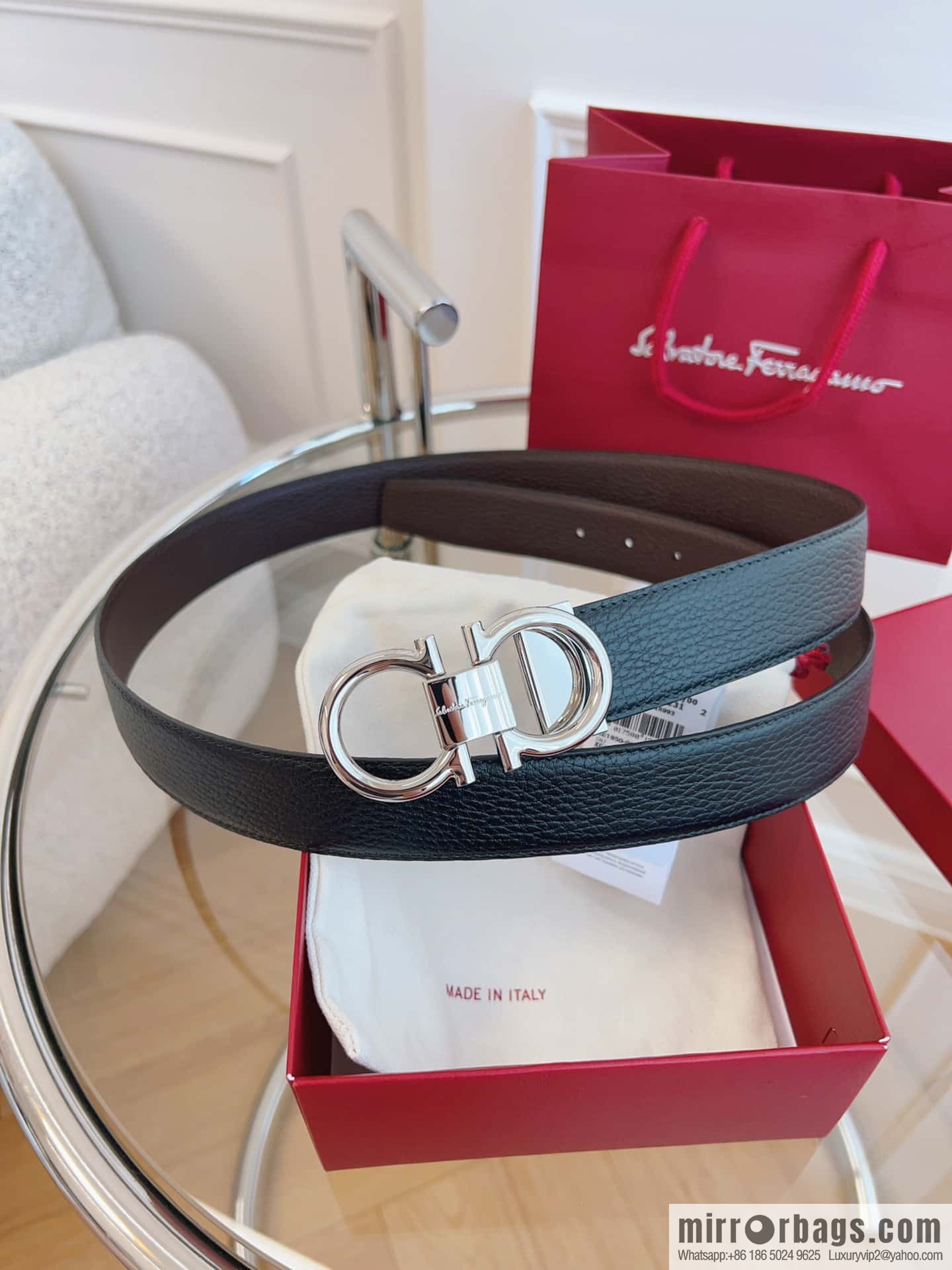 Ferragamo 🅿 Original Leather Purchasing Grade 3.5cm Precision Brass Hardware Belt