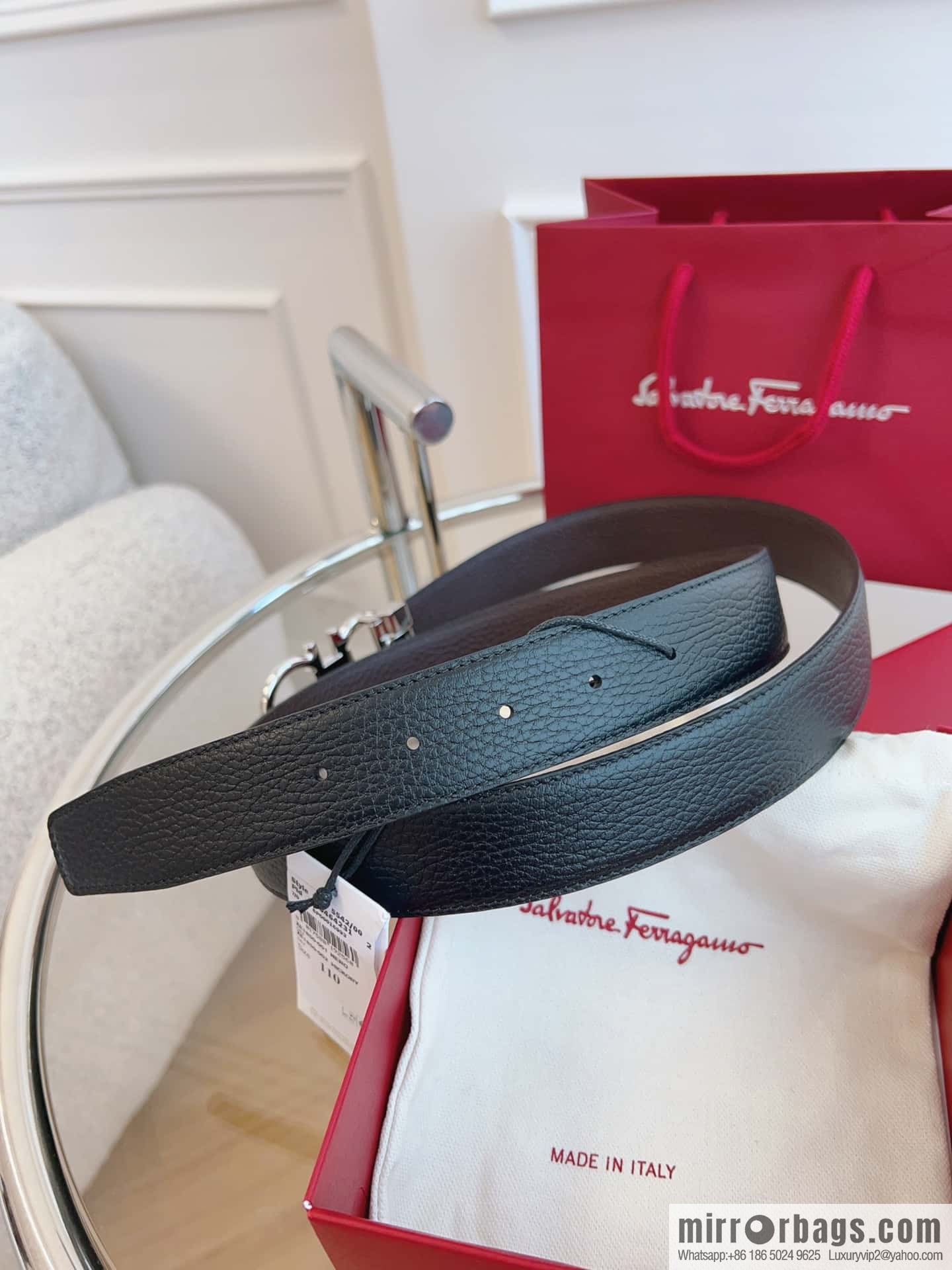 Ferragamo 🅿 Original Leather Purchasing Grade 3.5cm Precision Brass Hardware Belt