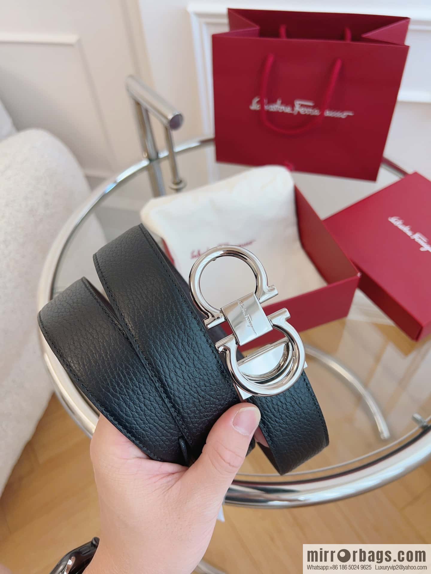 Ferragamo 🅿 Original Leather Purchasing Grade 3.5cm Precision Brass Hardware Belt