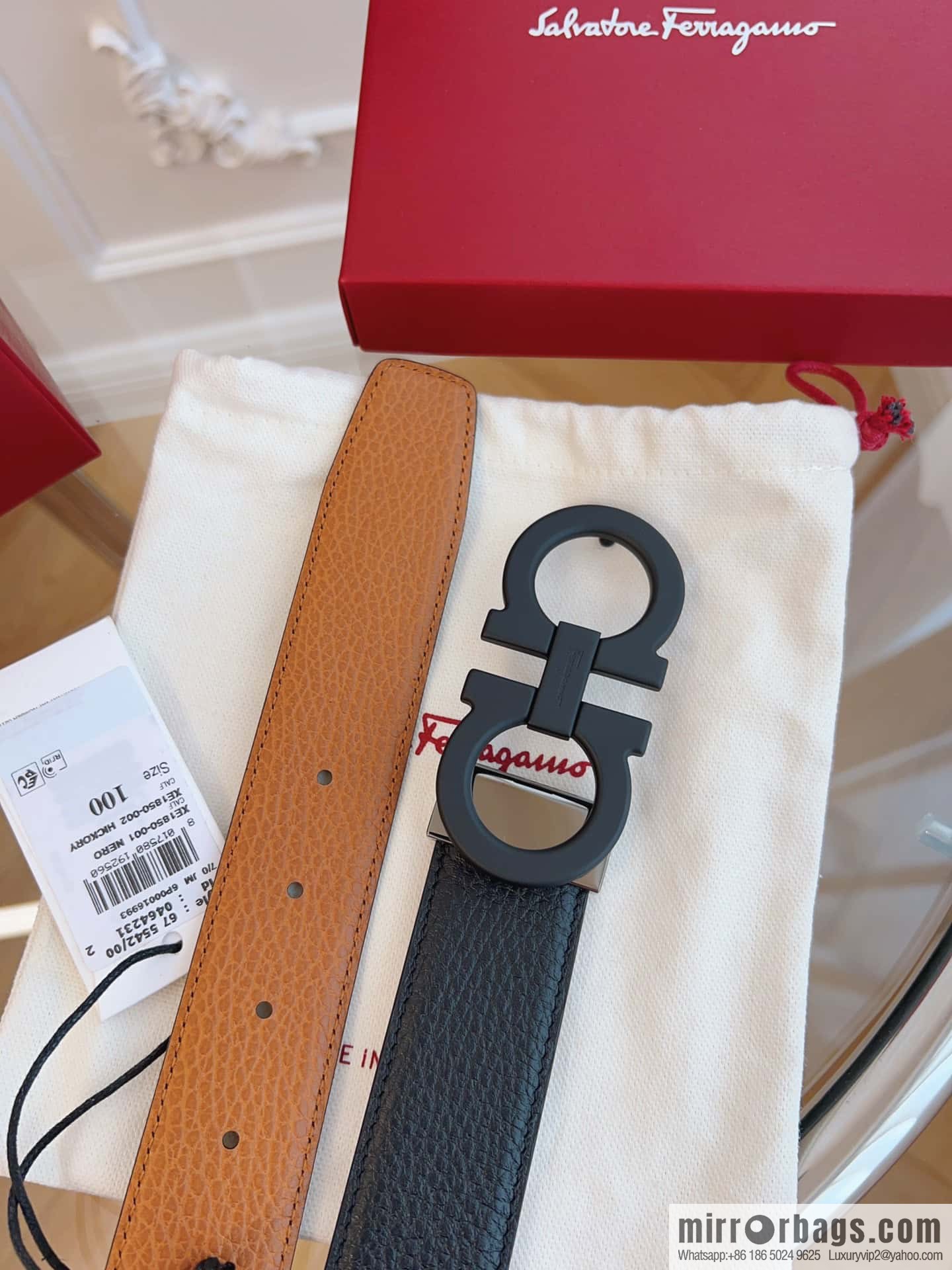 Ferragamo 🅿 Original Leather Purchasing Grade 3.5cm Precision Brass Hardware Belt