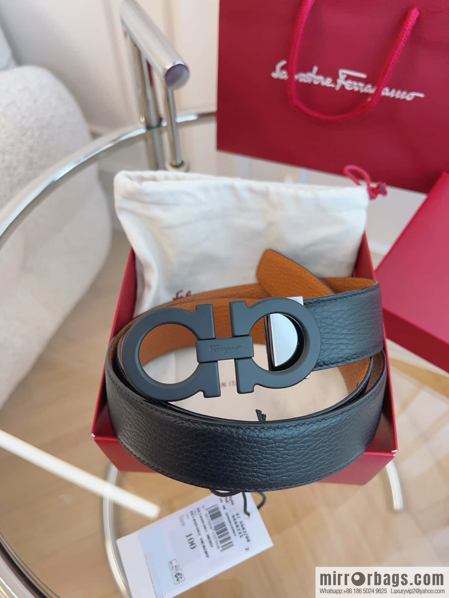 Ferragamo 🅿 Original Leather Purchasing Grade 3.5cm Precision Brass Hardware Belt