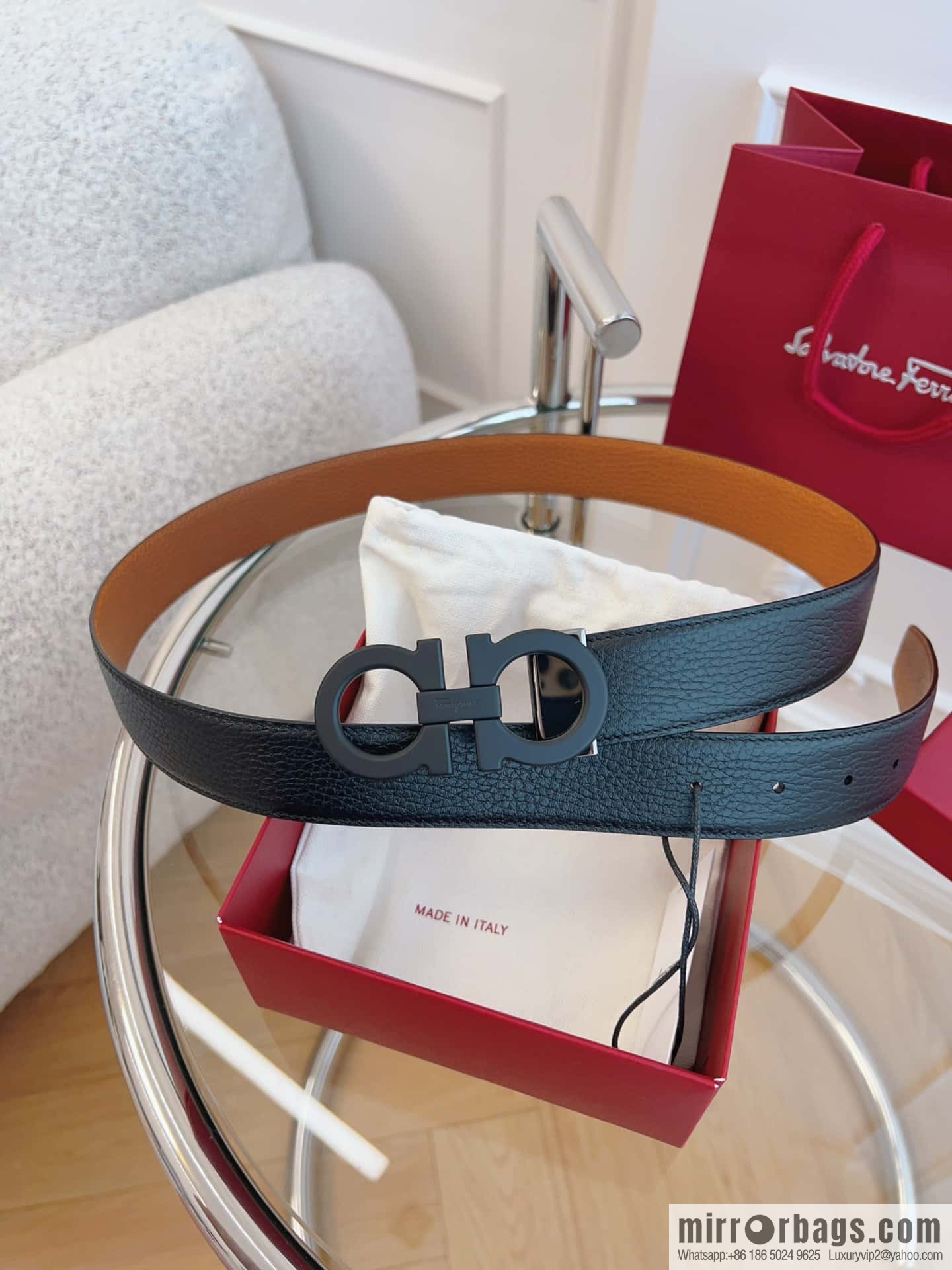 Ferragamo 🅿 Original Leather Purchasing Grade 3.5cm Precision Brass Hardware Belt