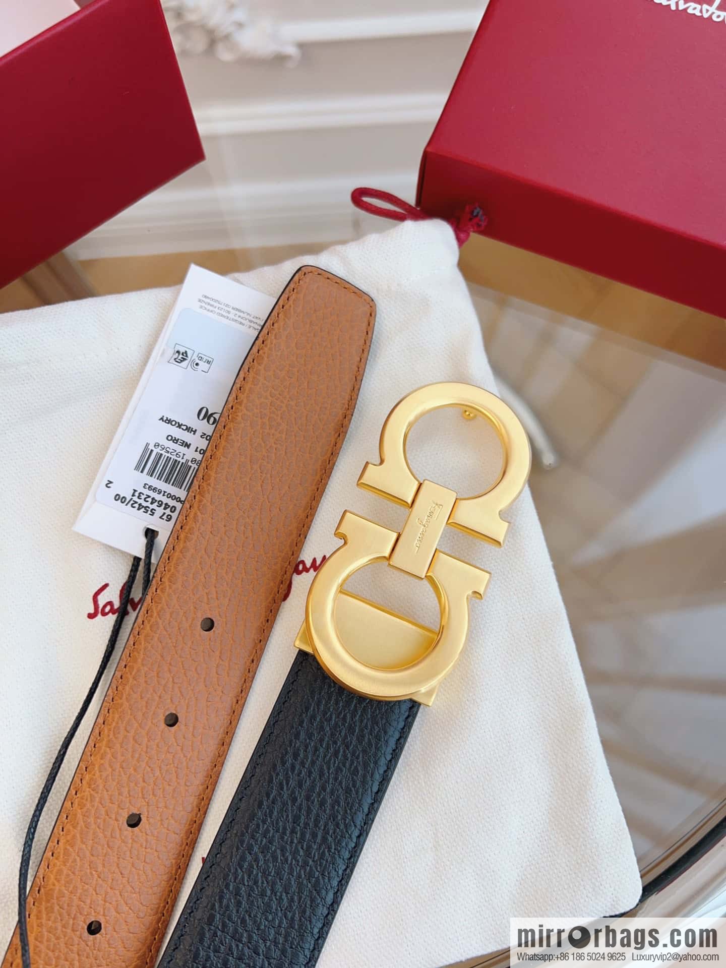 Ferragamo 🅿 Original Leather Purchasing Grade 3.5cm Precision Brass Hardware Belt