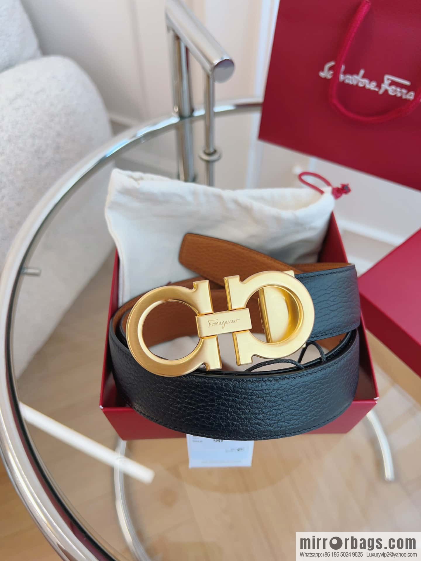 Ferragamo 🅿 Original Leather Purchasing Grade 3.5cm Precision Brass Hardware Belt