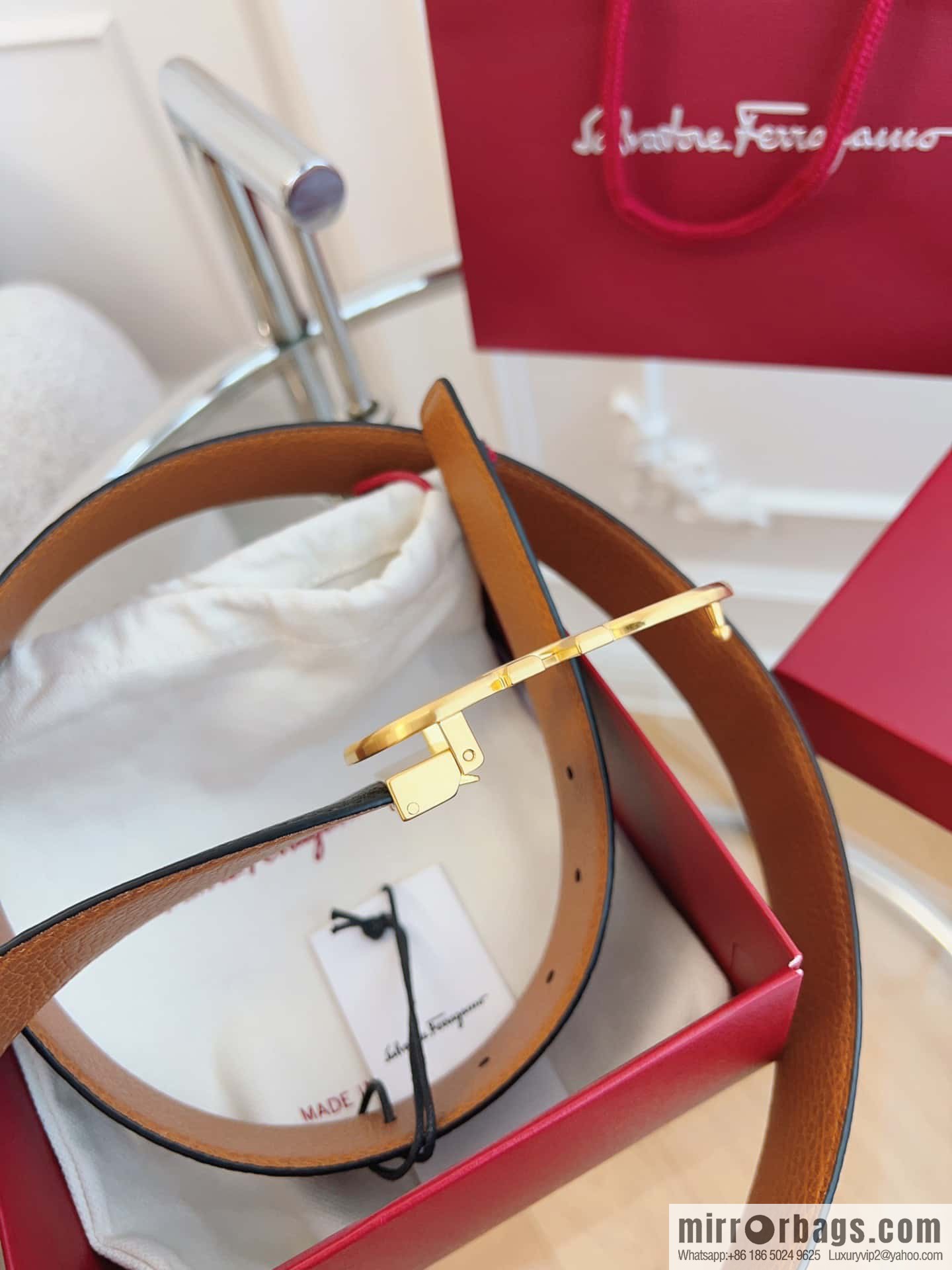 Ferragamo 🅿 Original Leather Purchasing Grade 3.5cm Precision Brass Hardware Belt